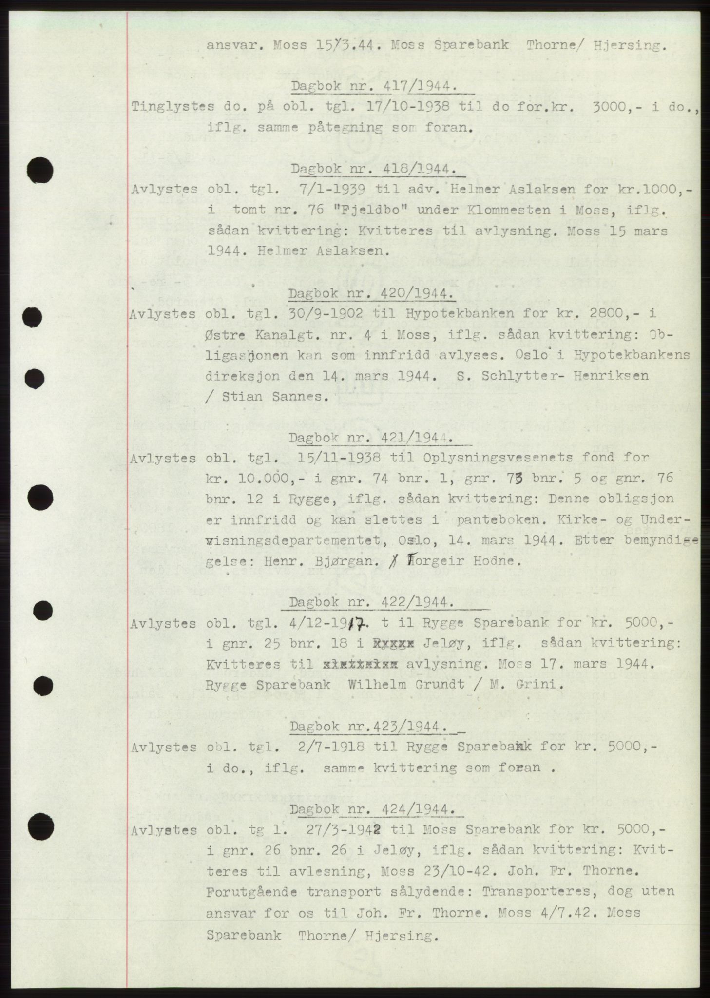 Moss sorenskriveri, AV/SAO-A-10168: Mortgage book no. C10, 1938-1950, Diary no: : 417/1944