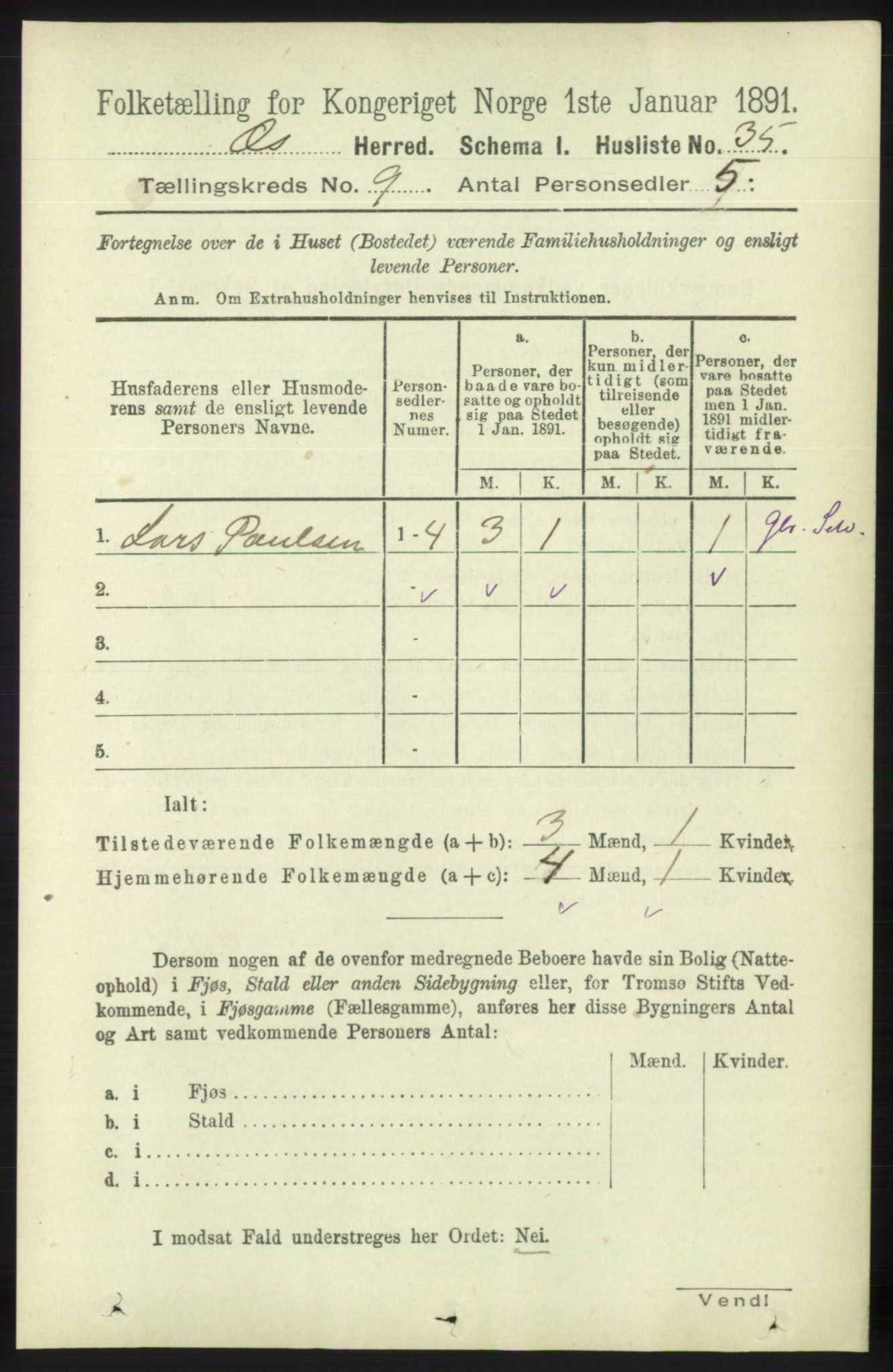 RA, 1891 census for 1243 Os, 1891, p. 1939