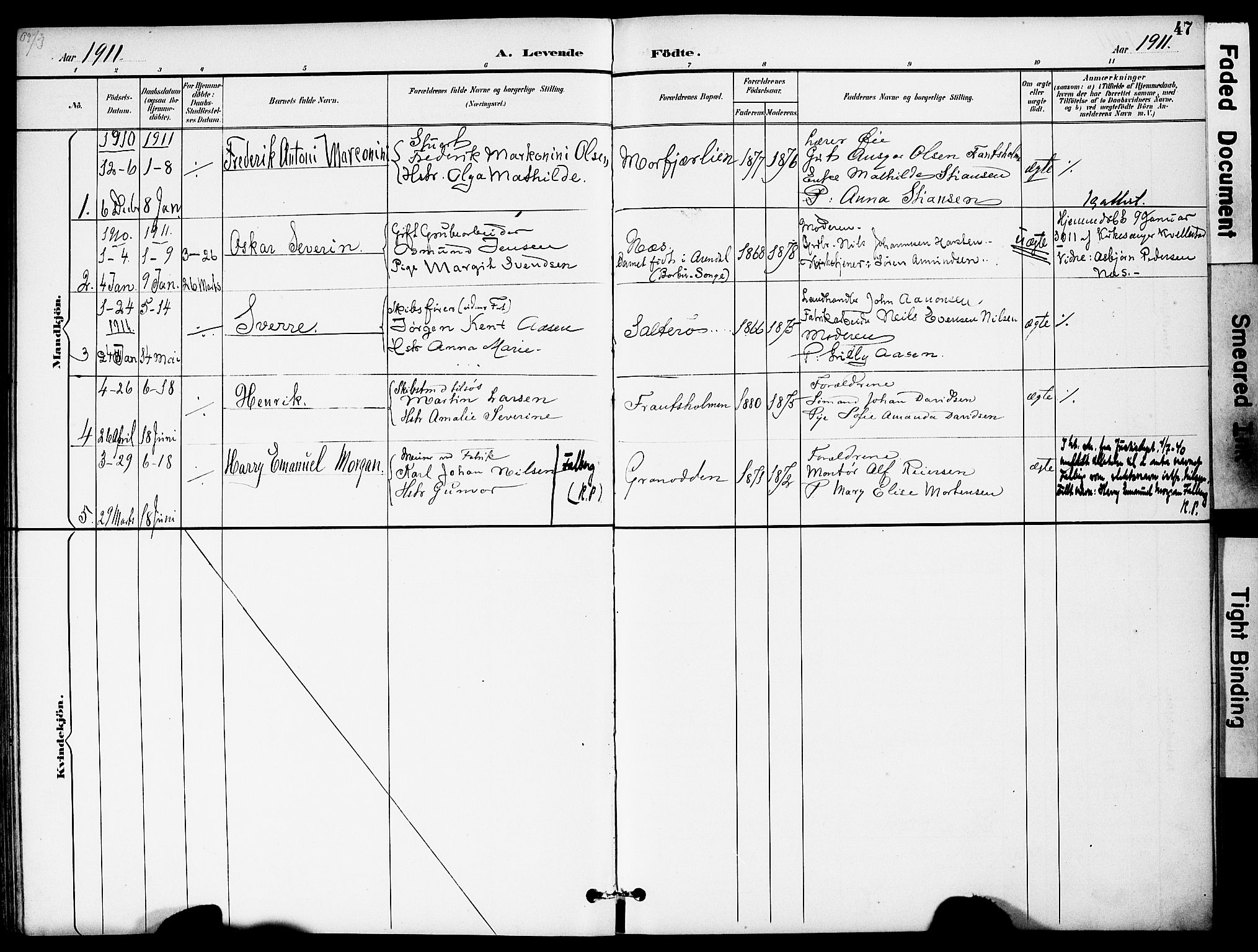 Austre Moland sokneprestkontor, AV/SAK-1111-0001/F/Fa/Fab/L0002: Parish register (official) no. A 2, 1894-1919, p. 47