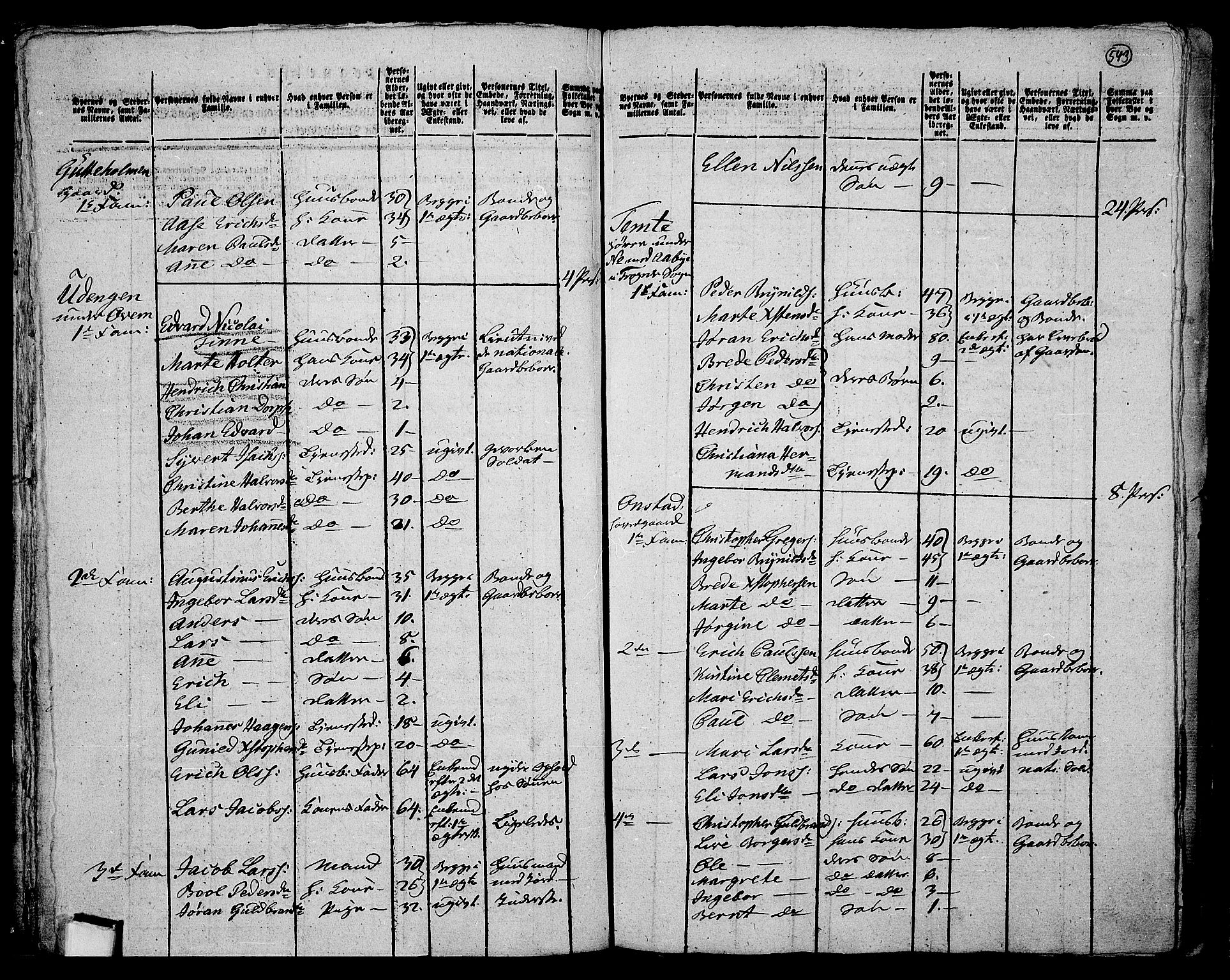 RA, 1801 census for 0626P Lier, 1801, p. 542b-543a