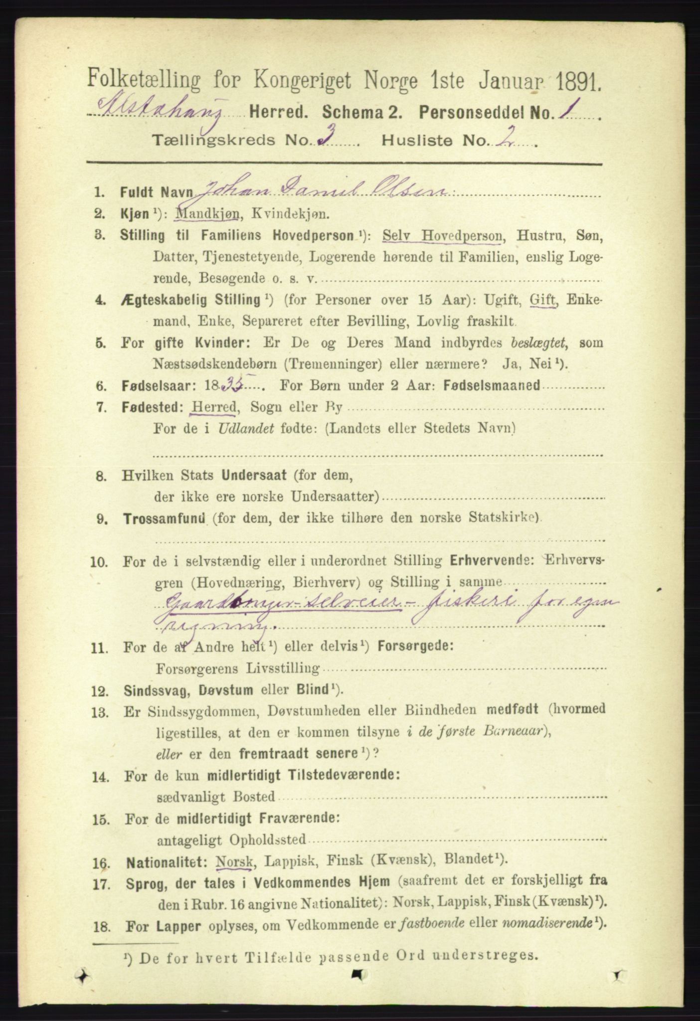 RA, 1891 census for 1820 Alstahaug, 1891, p. 1101