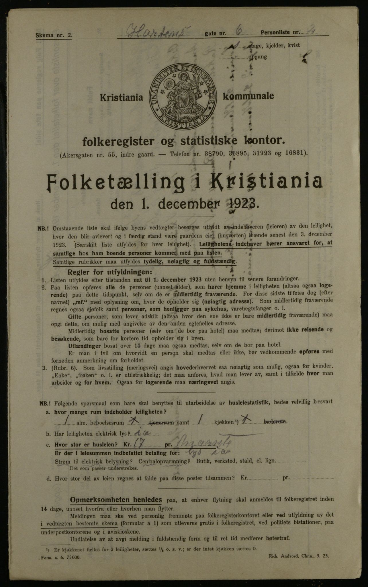 OBA, Municipal Census 1923 for Kristiania, 1923, p. 46284