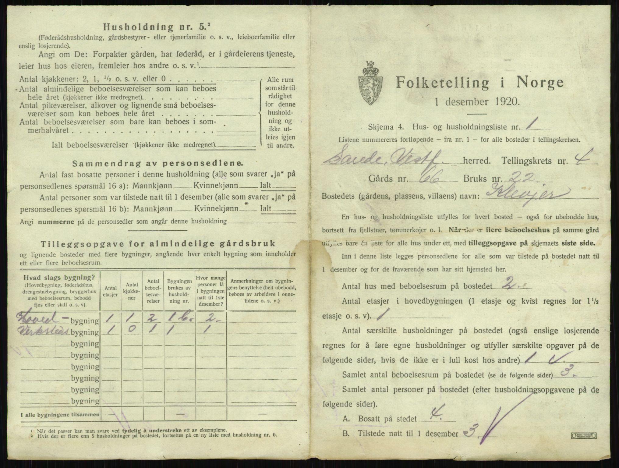 SAKO, 1920 census for Sande, 1920, p. 756