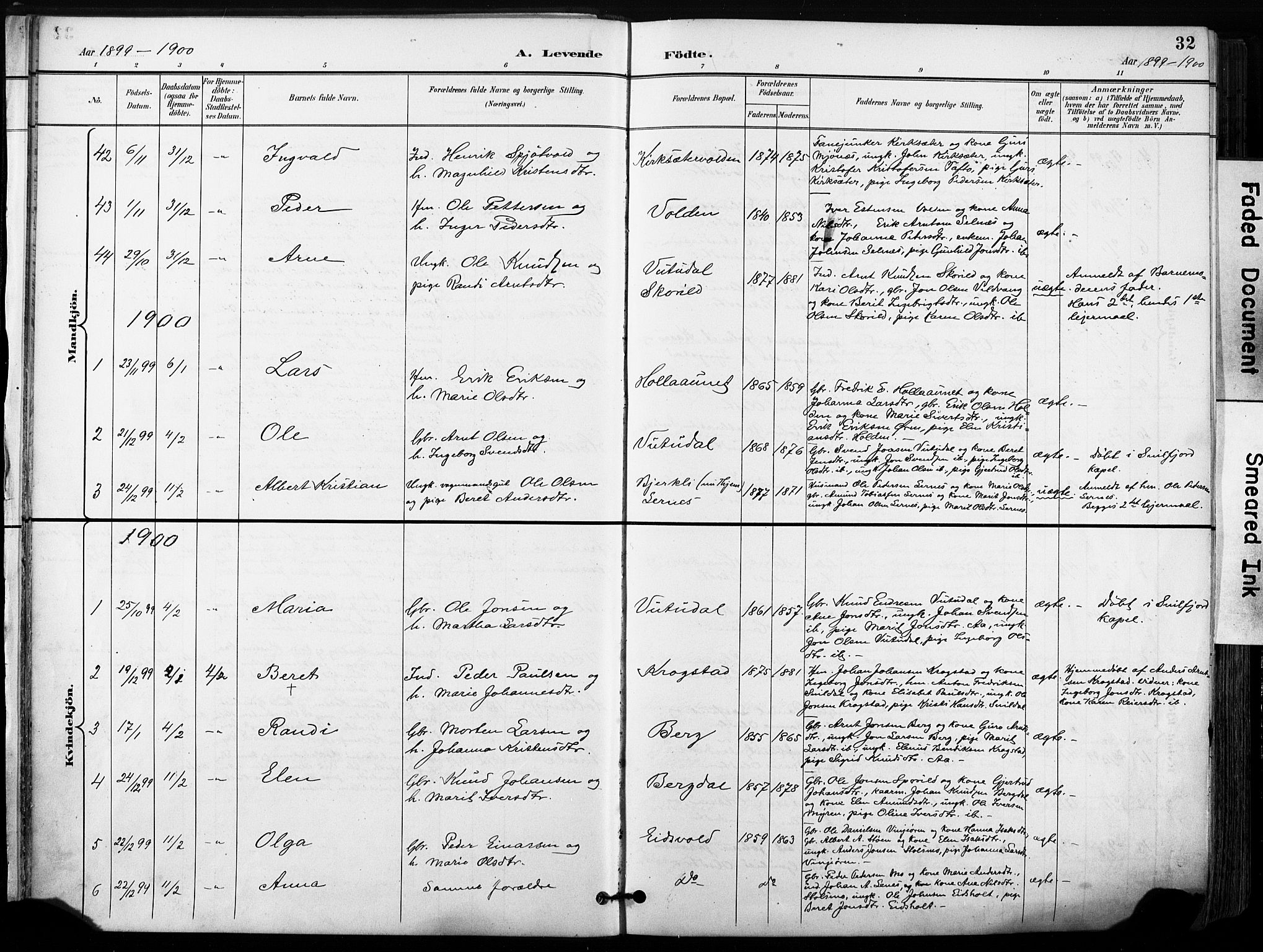 Ministerialprotokoller, klokkerbøker og fødselsregistre - Sør-Trøndelag, SAT/A-1456/630/L0497: Parish register (official) no. 630A10, 1896-1910, p. 32