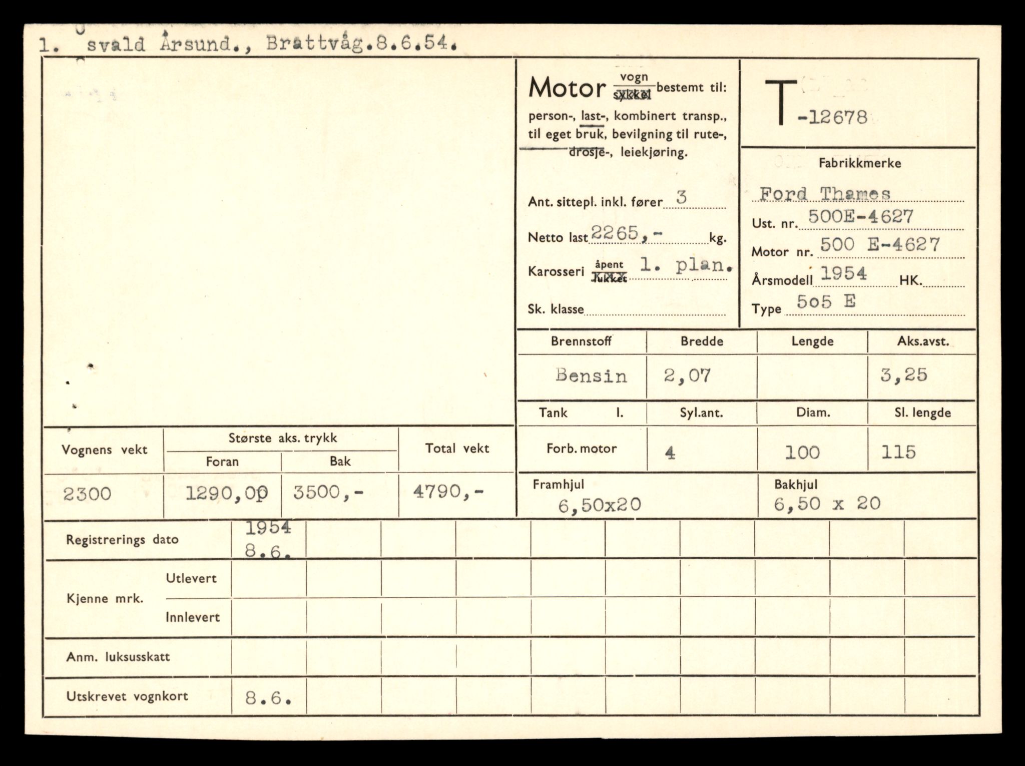 Møre og Romsdal vegkontor - Ålesund trafikkstasjon, AV/SAT-A-4099/F/Fe/L0035: Registreringskort for kjøretøy T 12653 - T 12829, 1927-1998, p. 474