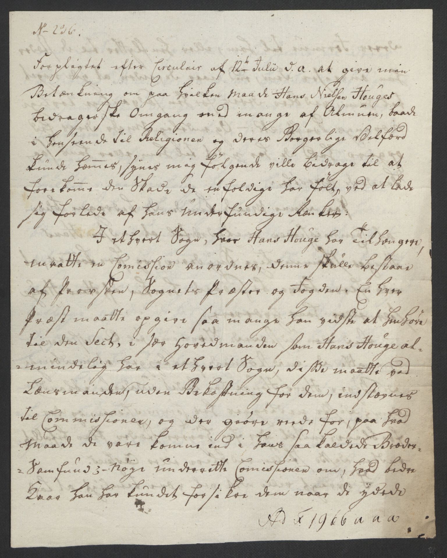 Justisdepartementet, Kommisjon i saken mot Hans Nielsen Hauge 1804, RA/S-1151/D/L0003: Hans Nielsen Hauges sak, 1813, p. 493