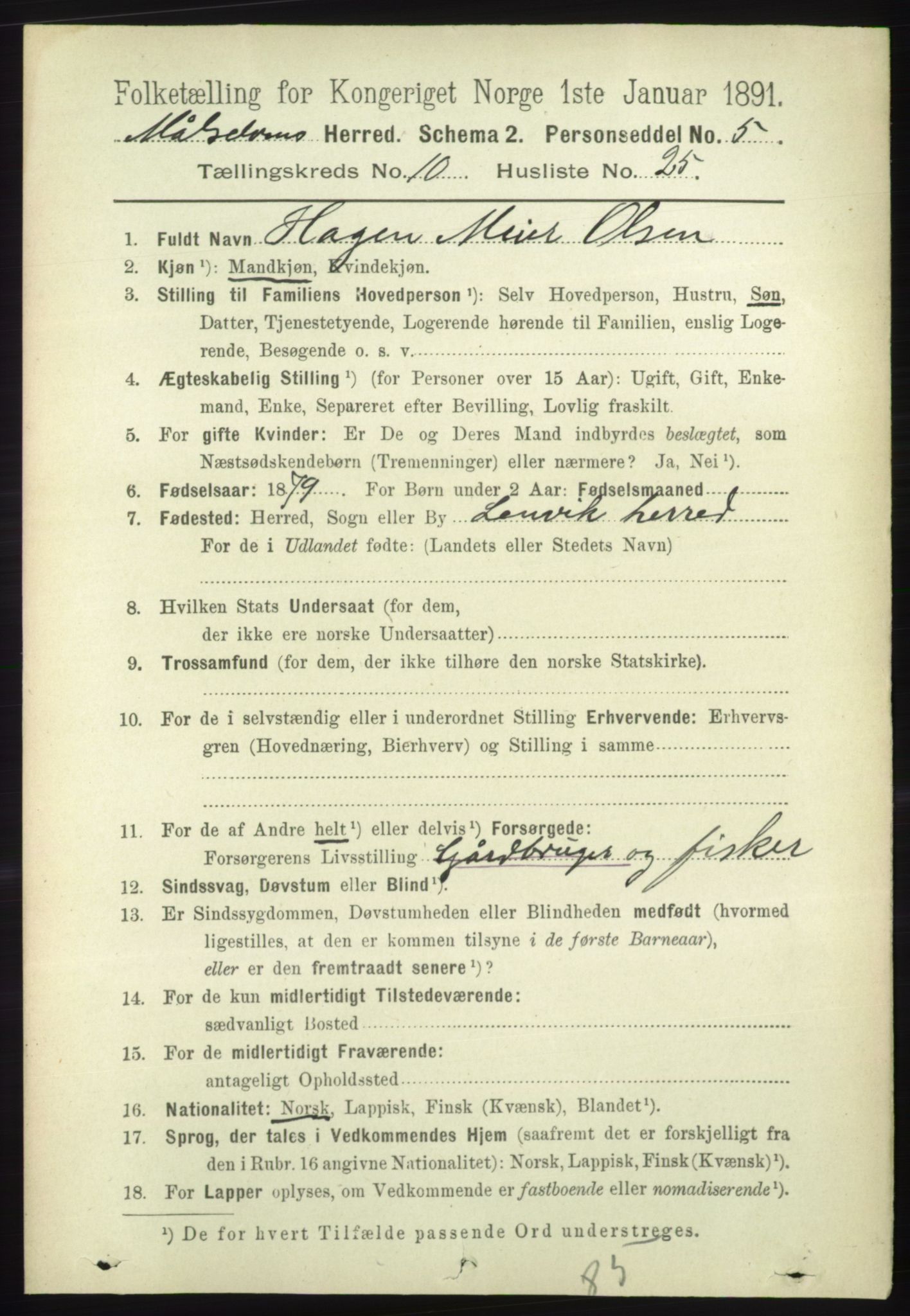 RA, 1891 census for 1924 Målselv, 1891, p. 3187