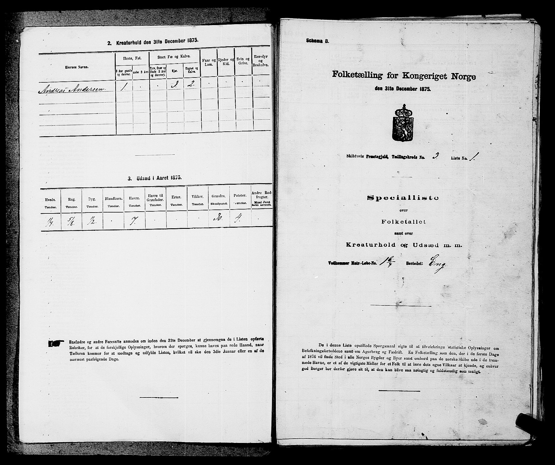 RA, 1875 census for 0127P Skiptvet, 1875, p. 435