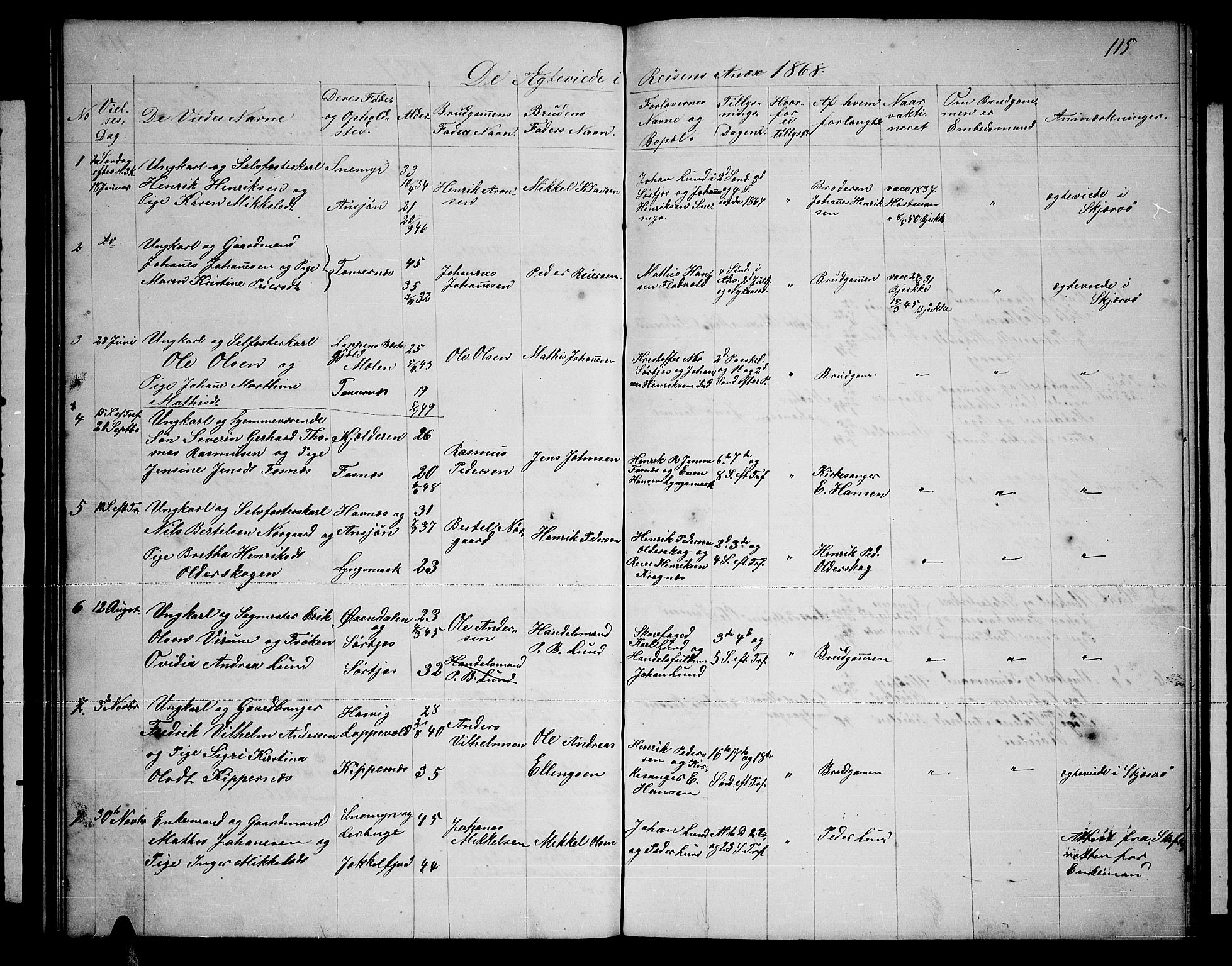 Skjervøy sokneprestkontor, SATØ/S-1300/H/Ha/Hab/L0019klokker: Parish register (copy) no. 19, 1863-1877, p. 115