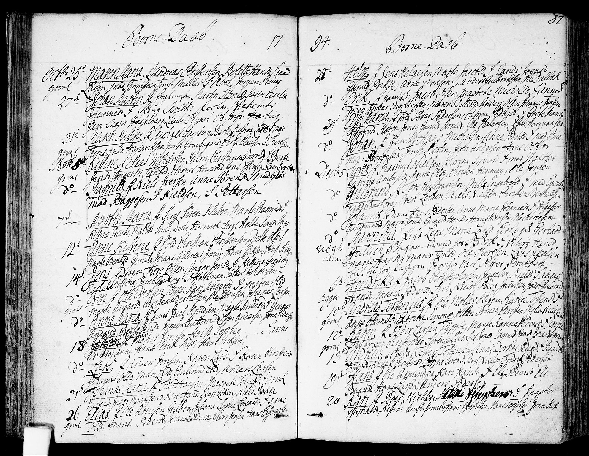 Garnisonsmenigheten Kirkebøker, AV/SAO-A-10846/F/Fa/L0003: Parish register (official) no. 3, 1777-1809, p. 87