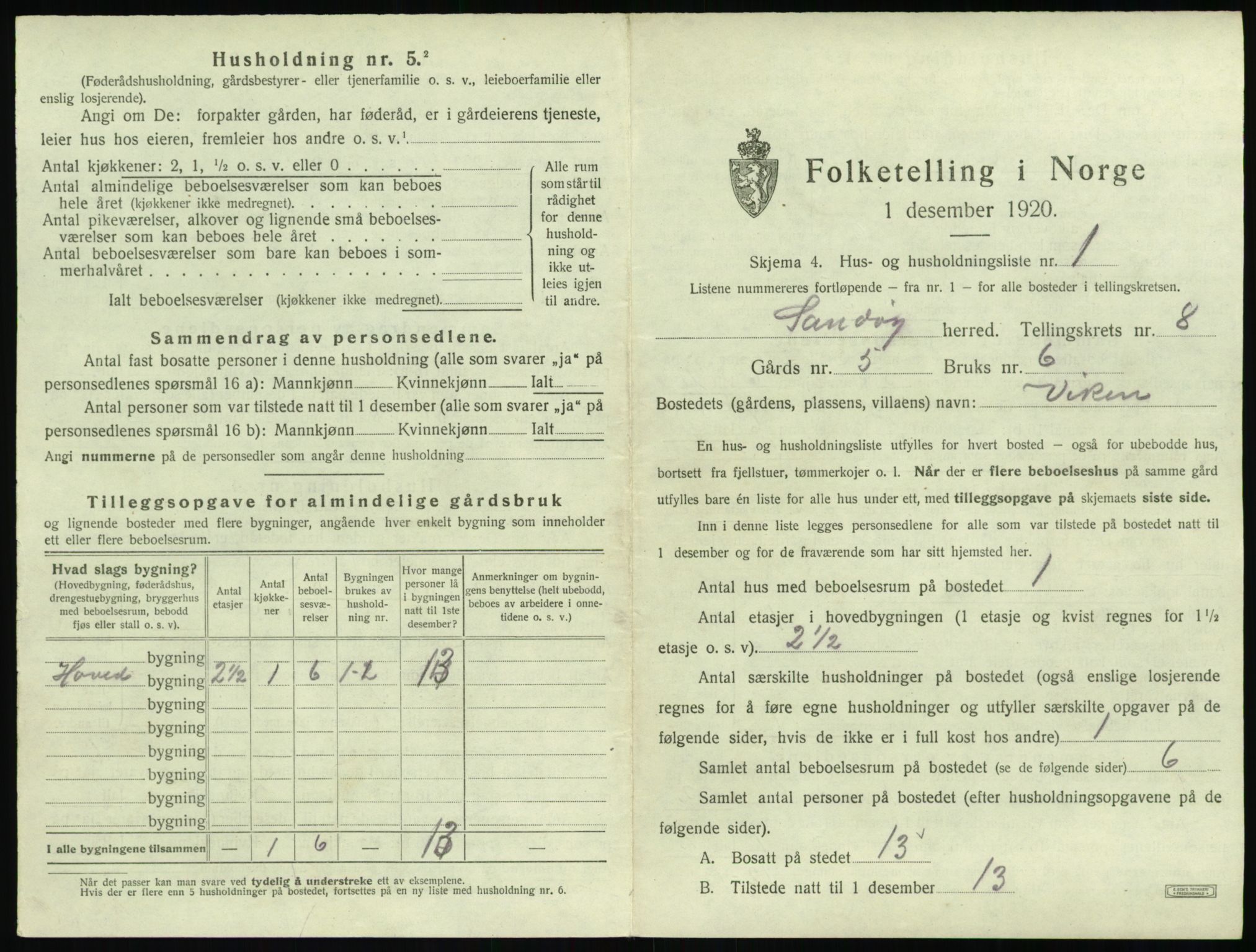 SAT, 1920 census for Sandøy, 1920, p. 358