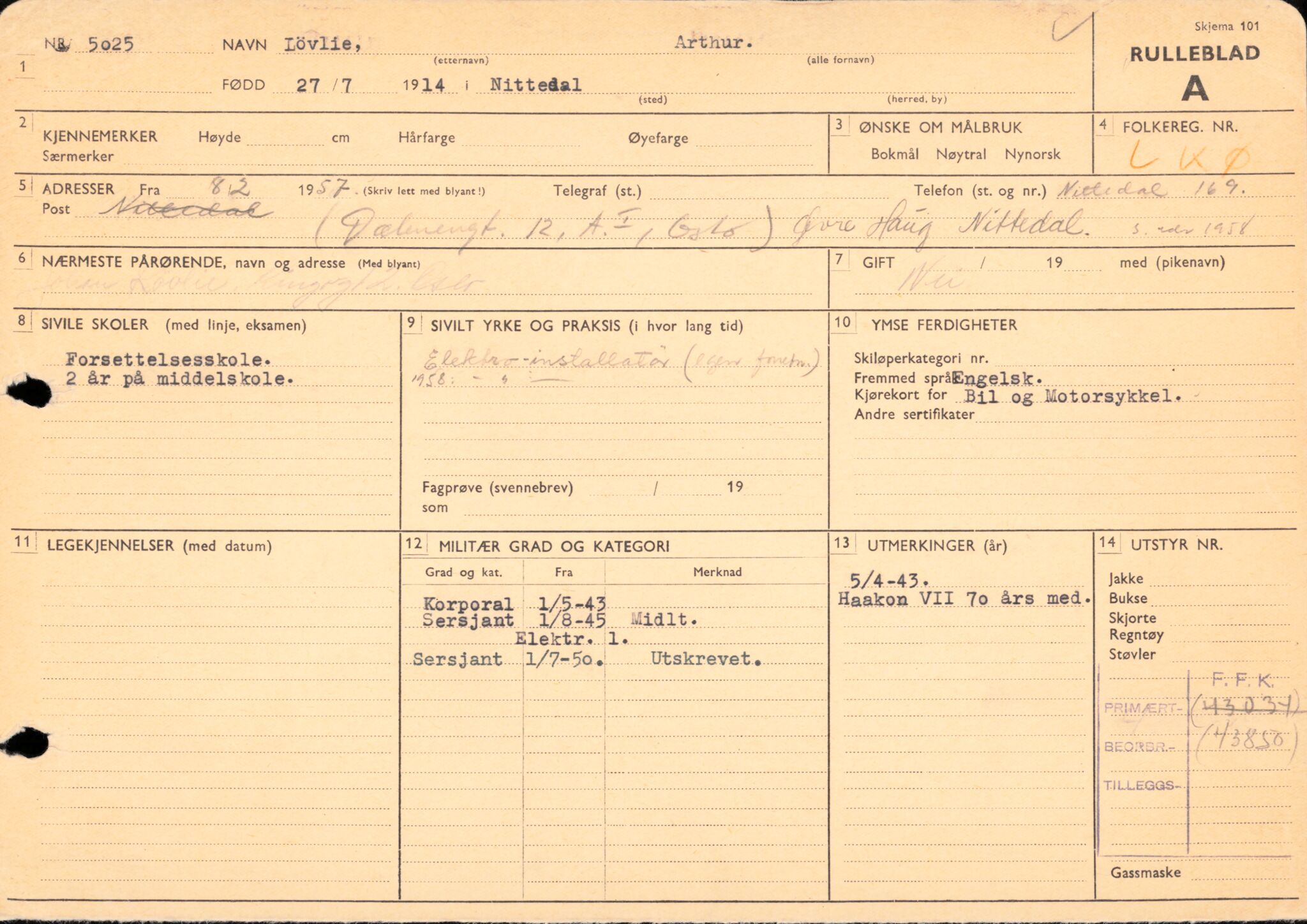 Forsvaret, Forsvarets overkommando/Luftforsvarsstaben, AV/RA-RAFA-4079/P/Pa/L0037: Personellpapirer, 1914, p. 82