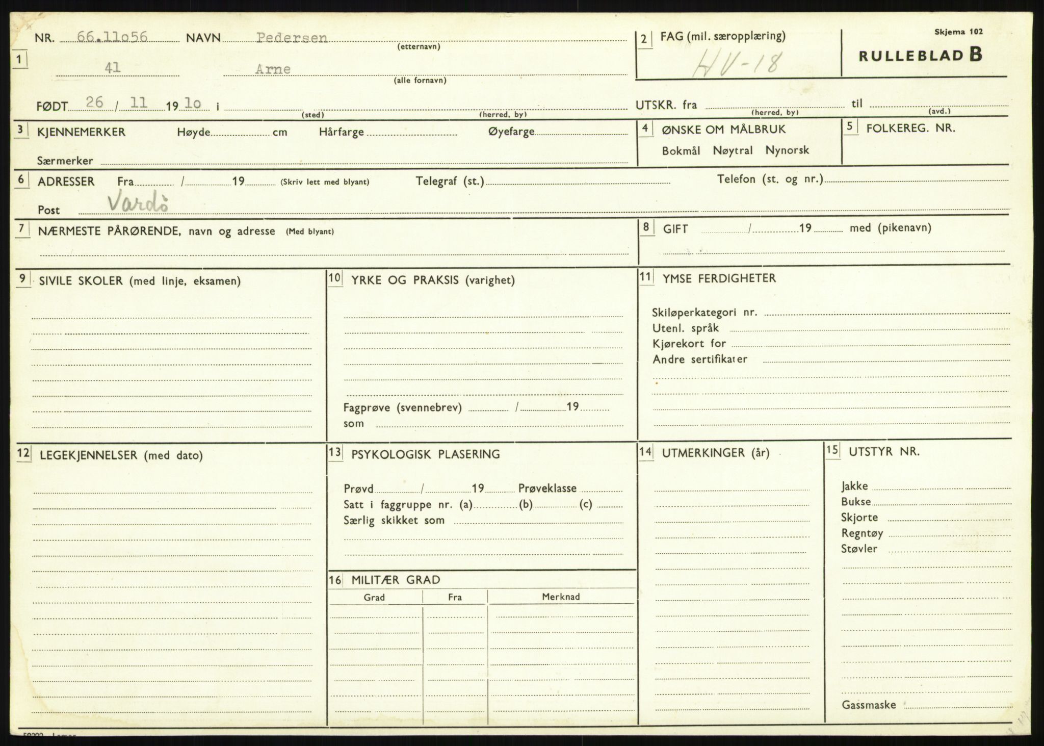 Forsvaret, Varanger bataljon, AV/RA-RAFA-2258/1/D/L0443: Rulleblad for menige født 1910 og 1920, 1910-1920, p. 12