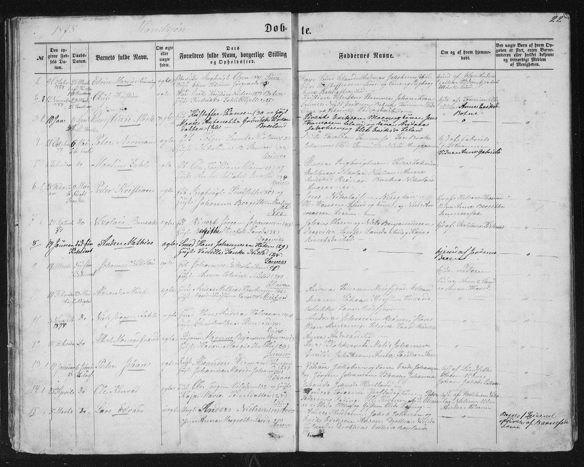 Ministerialprotokoller, klokkerbøker og fødselsregistre - Nordland, AV/SAT-A-1459/831/L0476: Parish register (copy) no. 831C03, 1866-1877, p. 22