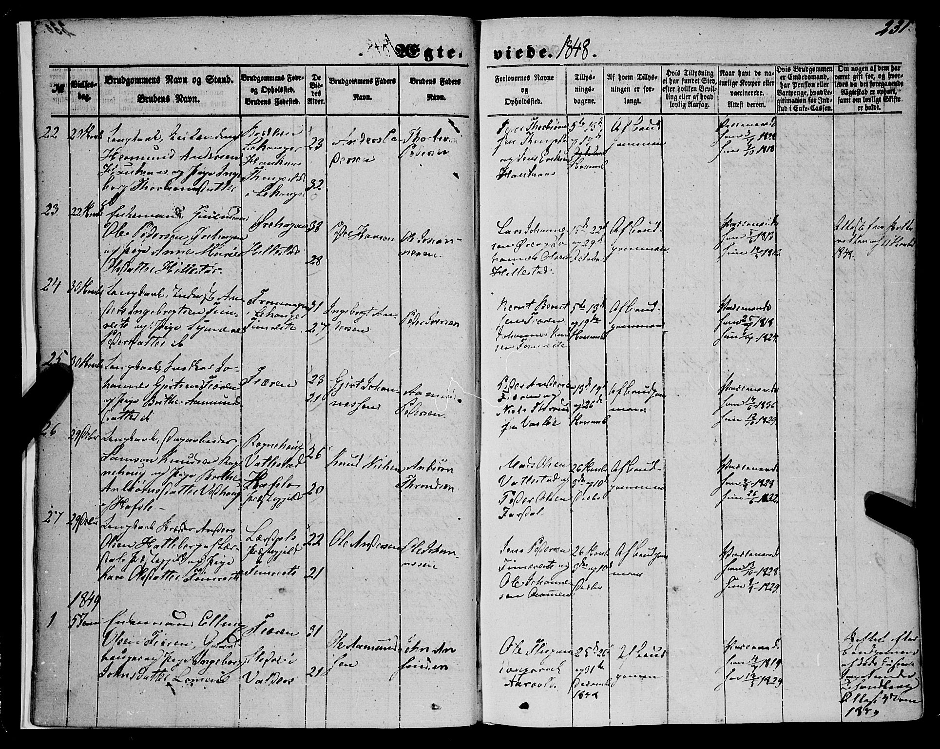 Sogndal sokneprestembete, SAB/A-81301/H/Haa/Haaa/L0012II: Parish register (official) no. A 12II, 1847-1877, p. 231