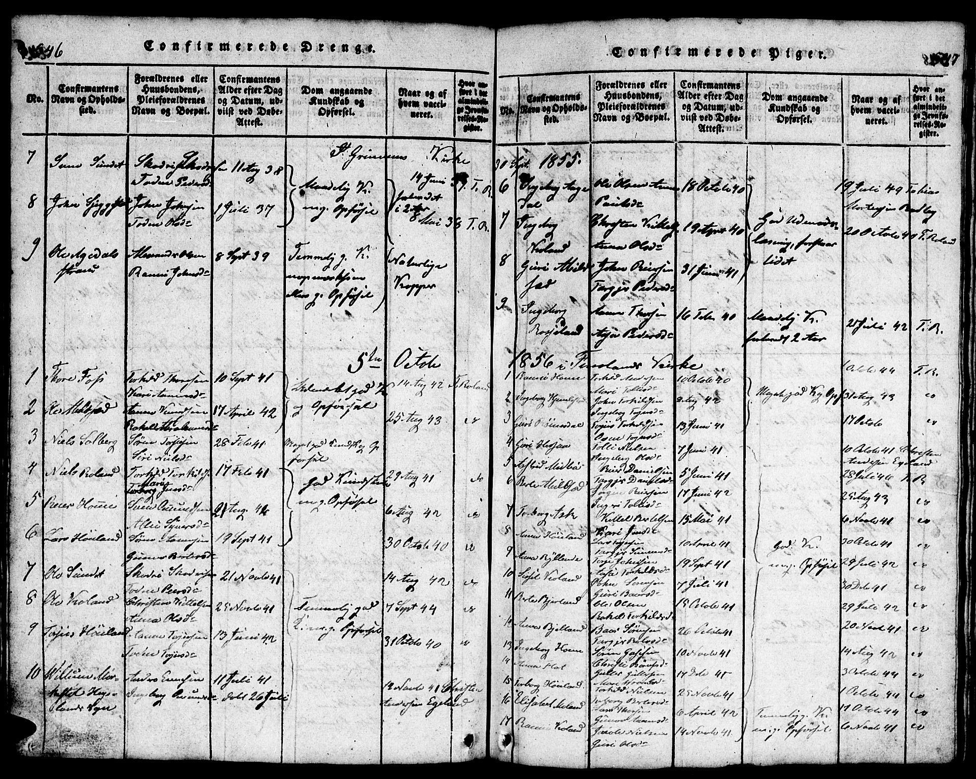 Bjelland sokneprestkontor, AV/SAK-1111-0005/F/Fb/Fba/L0003: Parish register (copy) no. B 3, 1816-1870, p. 546-547