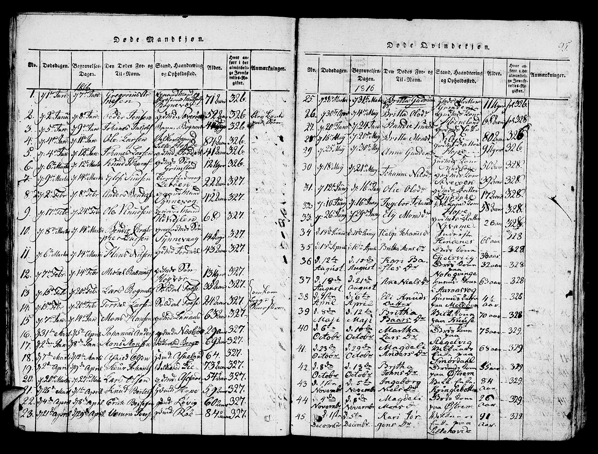 Lindås Sokneprestembete, SAB/A-76701/H/Haa: Parish register (official) no. A 7, 1816-1823, p. 95