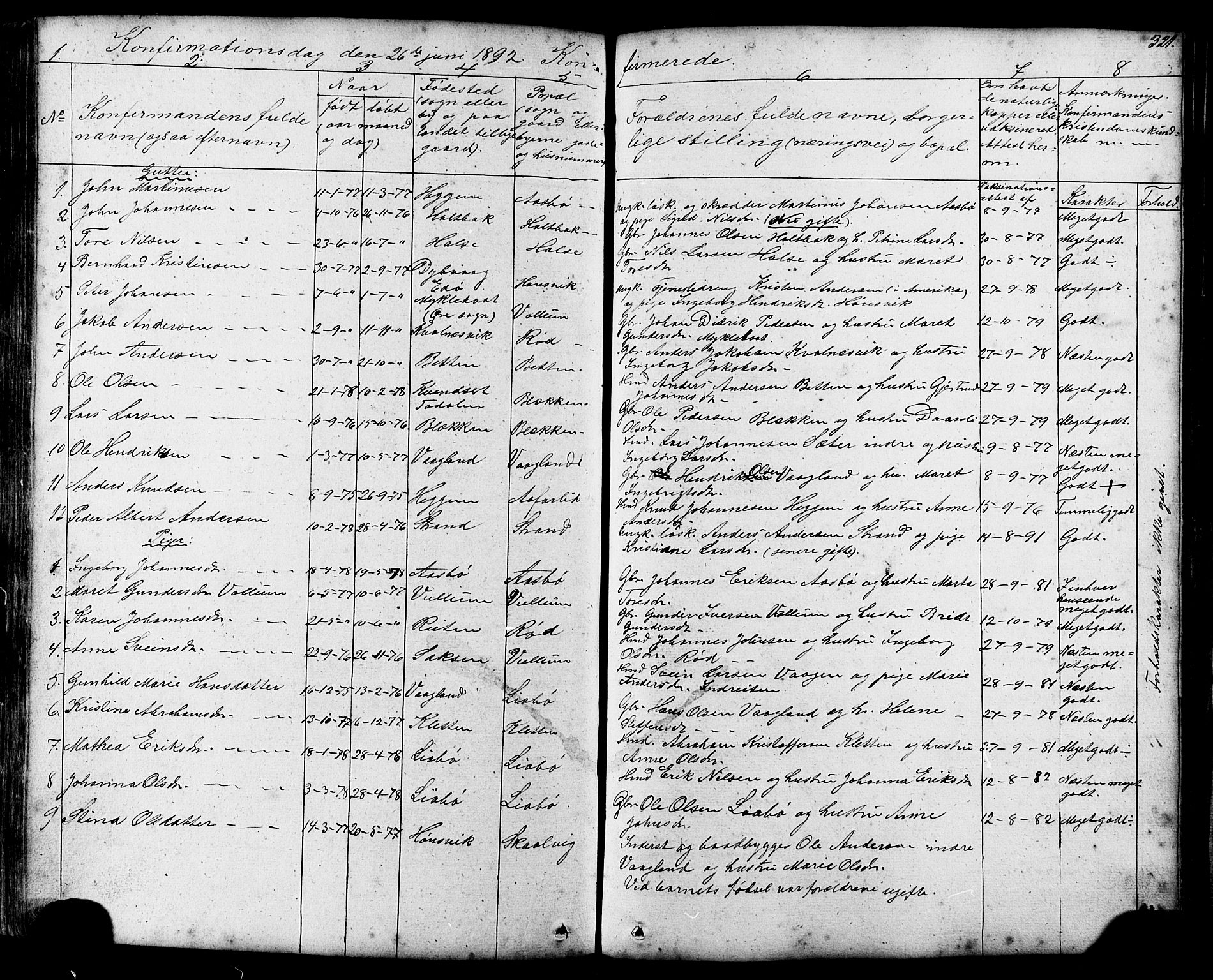 Ministerialprotokoller, klokkerbøker og fødselsregistre - Møre og Romsdal, AV/SAT-A-1454/576/L0890: Parish register (copy) no. 576C01, 1837-1908, p. 321