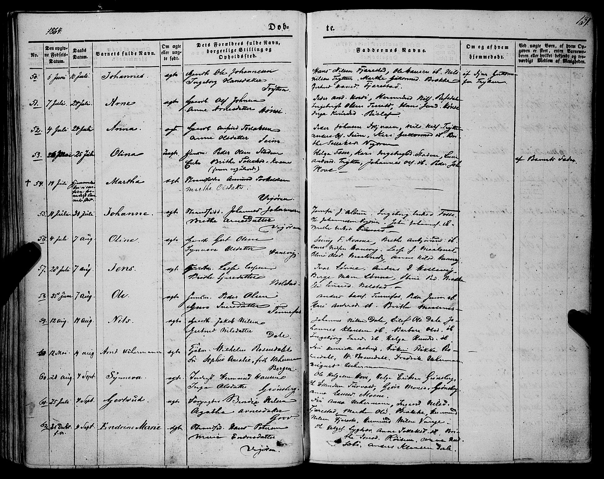 Vik sokneprestembete, AV/SAB-A-81501/H/Haa/Haaa/L0008: Parish register (official) no. A 8, 1846-1865, p. 131