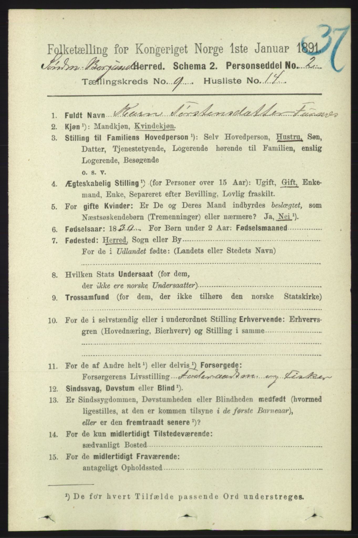 RA, 1891 census for 1531 Borgund, 1891, p. 2352