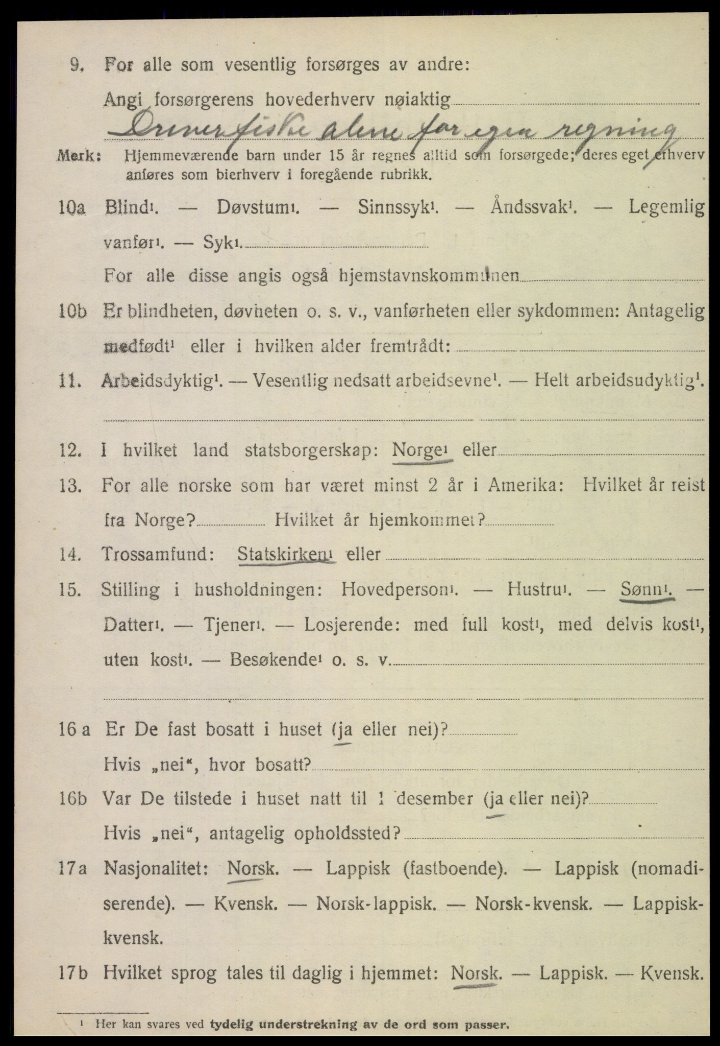 SAT, 1920 census for Vikna, 1920, p. 6712