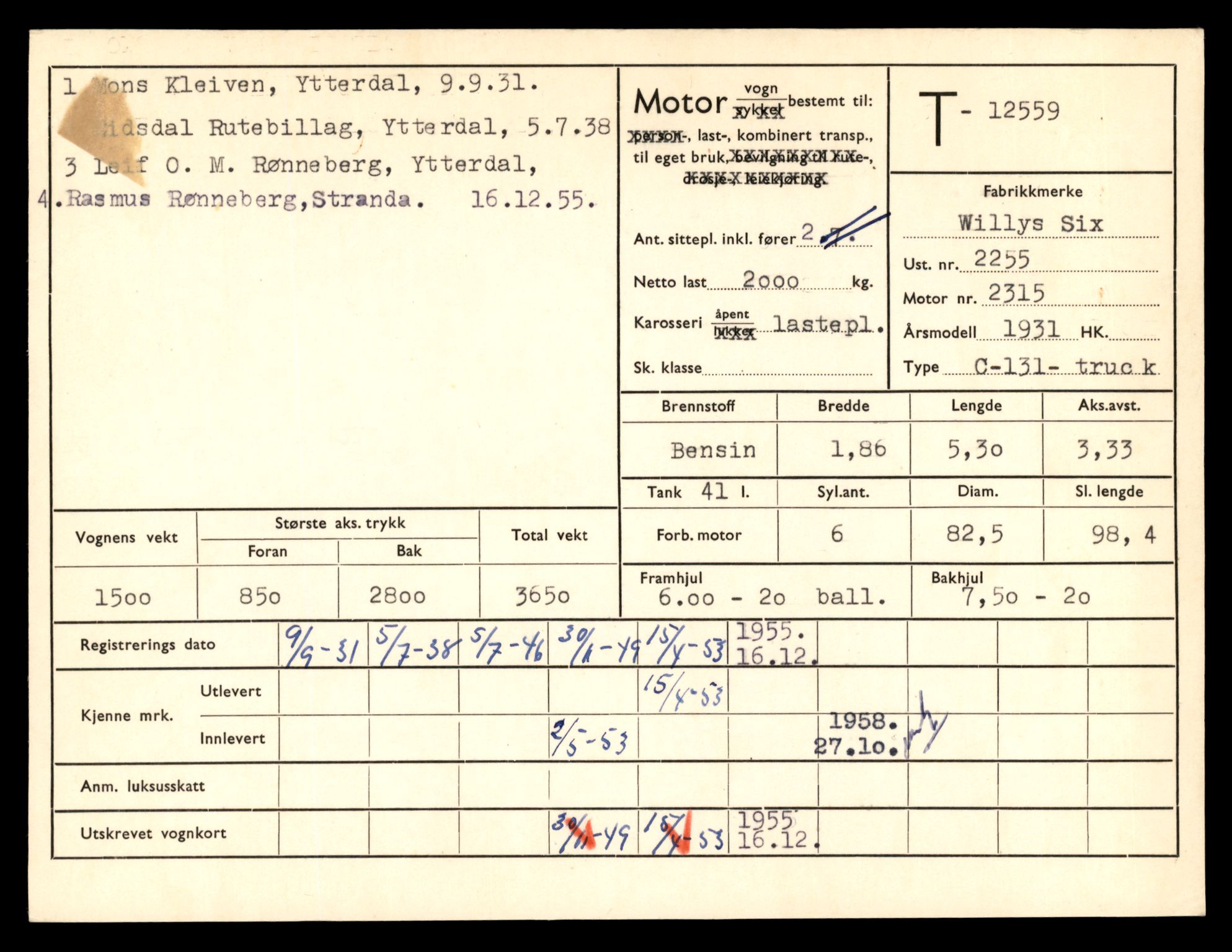 Møre og Romsdal vegkontor - Ålesund trafikkstasjon, AV/SAT-A-4099/F/Fe/L0034: Registreringskort for kjøretøy T 12500 - T 12652, 1927-1998, p. 1098