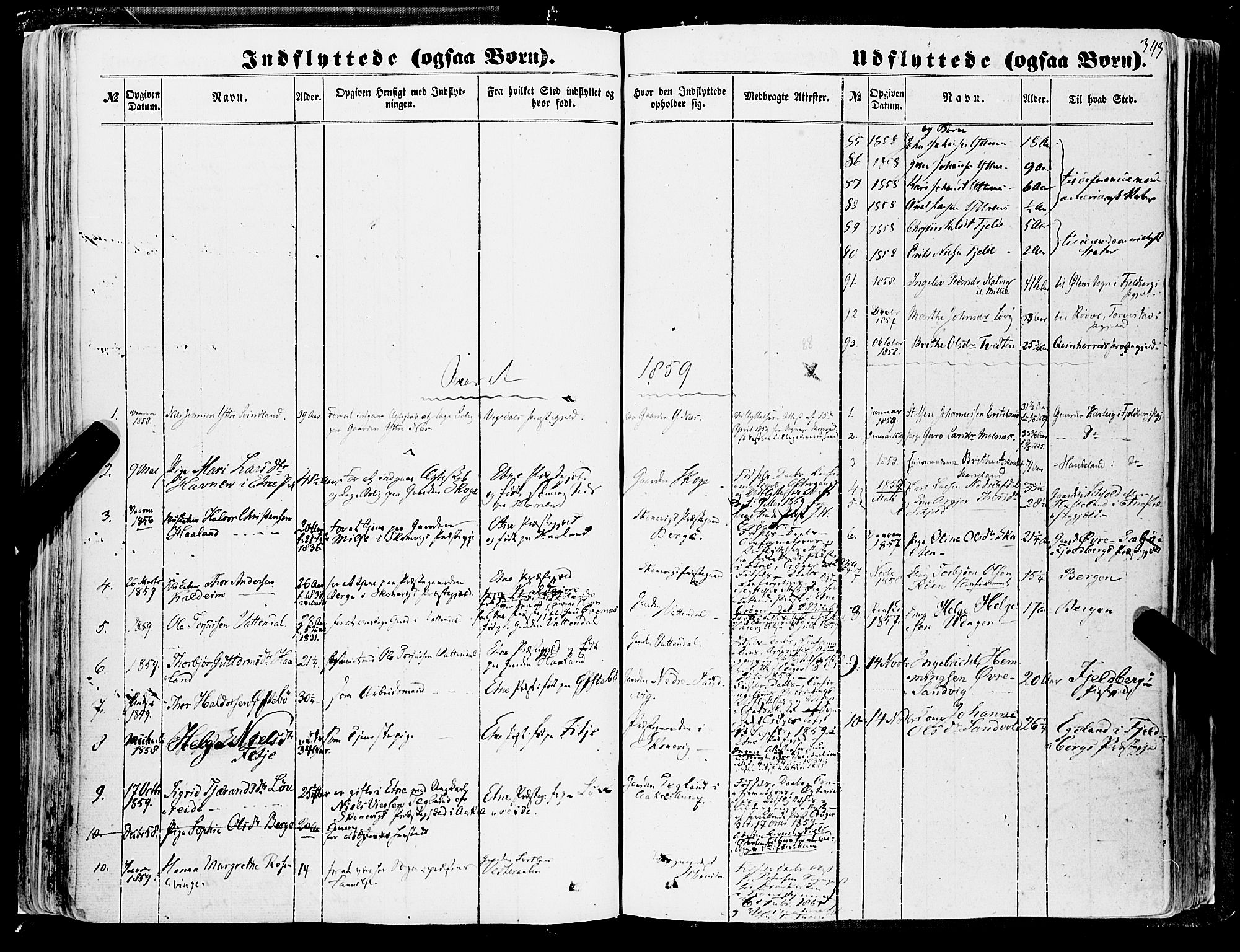 Skånevik sokneprestembete, SAB/A-77801/H/Haa: Parish register (official) no. A 5II, 1848-1869, p. 343