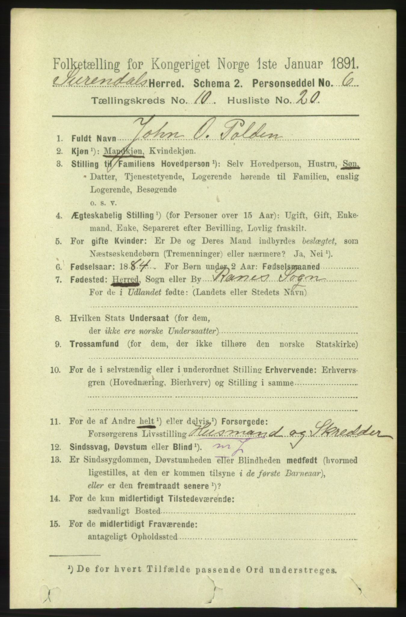 RA, 1891 census for 1566 Surnadal, 1891, p. 2636