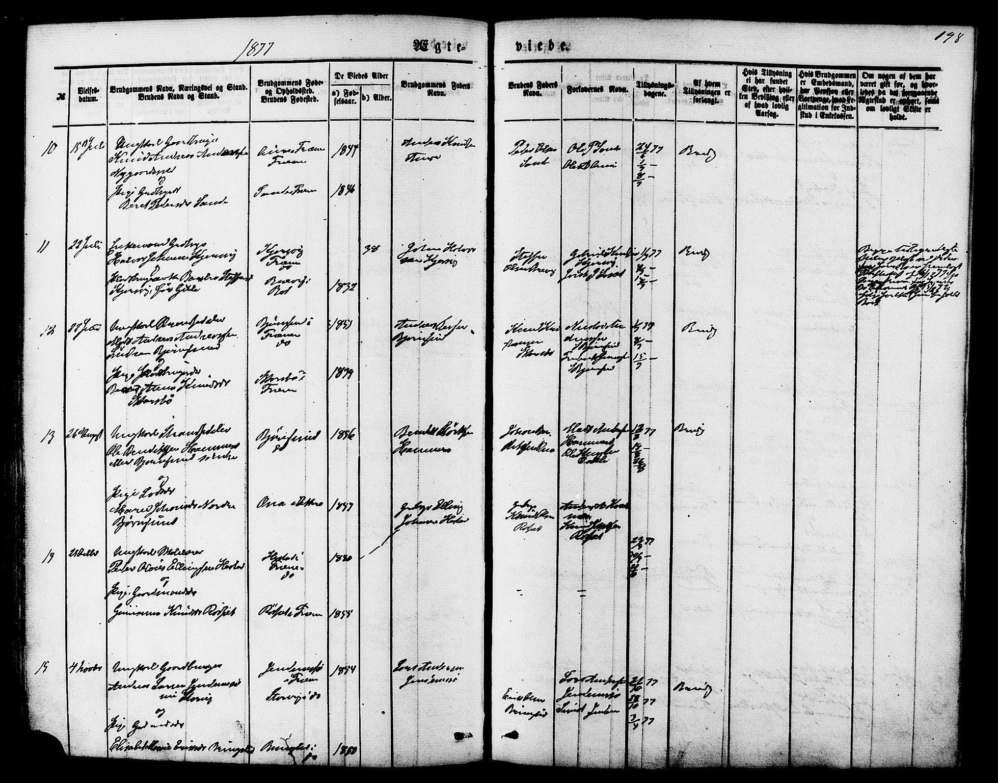 Ministerialprotokoller, klokkerbøker og fødselsregistre - Møre og Romsdal, AV/SAT-A-1454/565/L0749: Parish register (official) no. 565A03, 1871-1886, p. 198