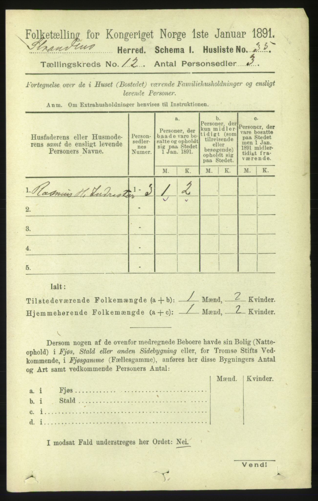 RA, 1891 census for 1525 Stranda, 1891, p. 2600