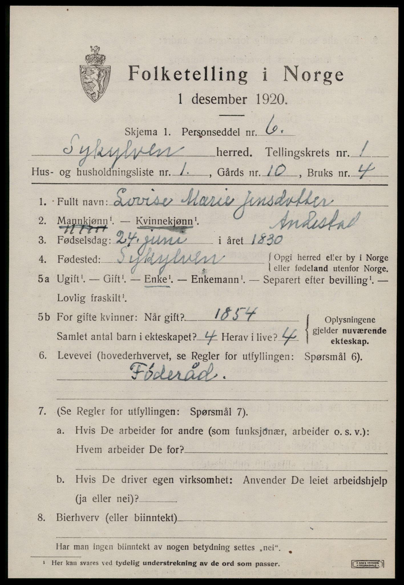 SAT, 1920 census for Sykkylven, 1920, p. 925