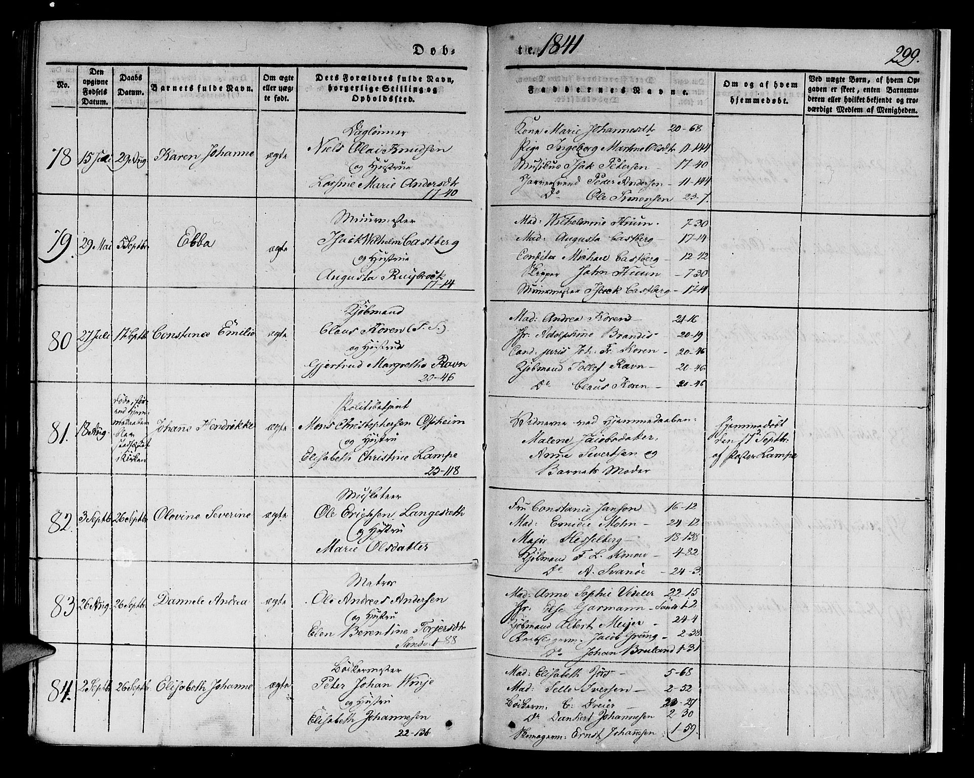 Korskirken sokneprestembete, AV/SAB-A-76101/H/Haa/L0015: Parish register (official) no. B 1, 1833-1841, p. 299