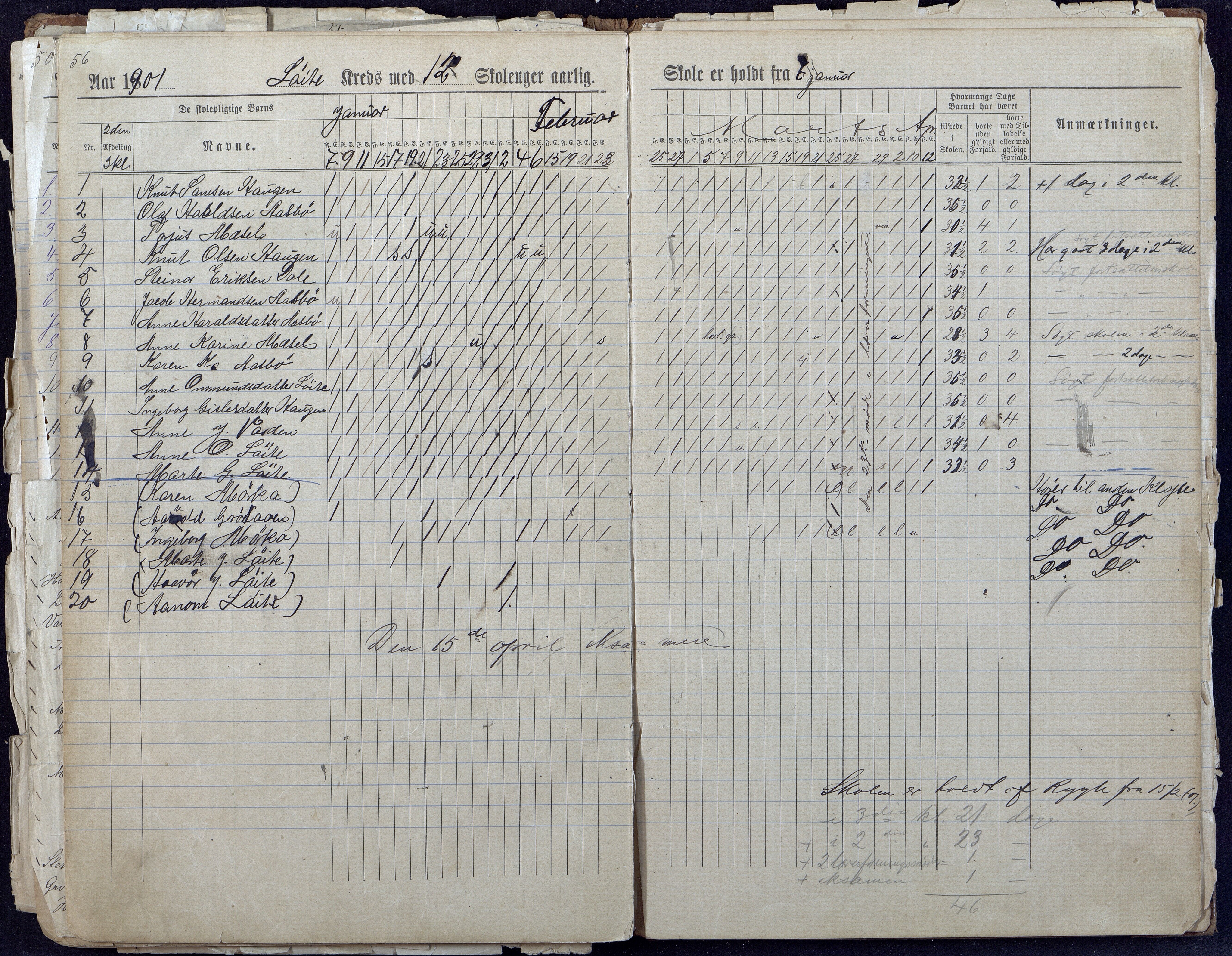 Gjerstad Kommune, Løite Skole, AAMA/KA0911-550c/F01/L0001: Dagbok Løite-Vestøl-Lunden skole, 1891-1901, p. 55