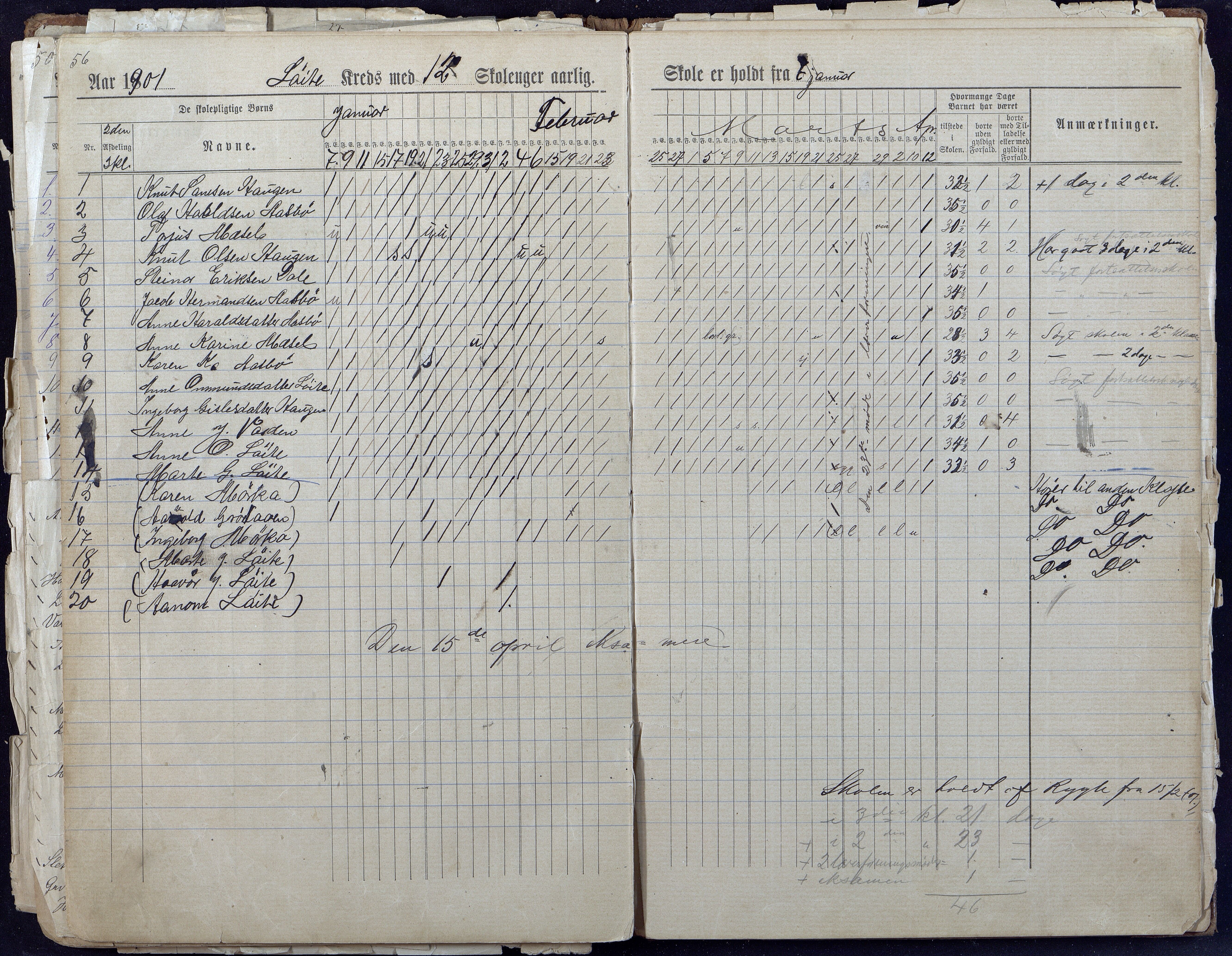 Gjerstad Kommune, Løite Skole, AAKS/KA0911-550c/F01/L0001: Dagbok Løite-Vestøl-Lunden skole, 1891-1901, p. 55