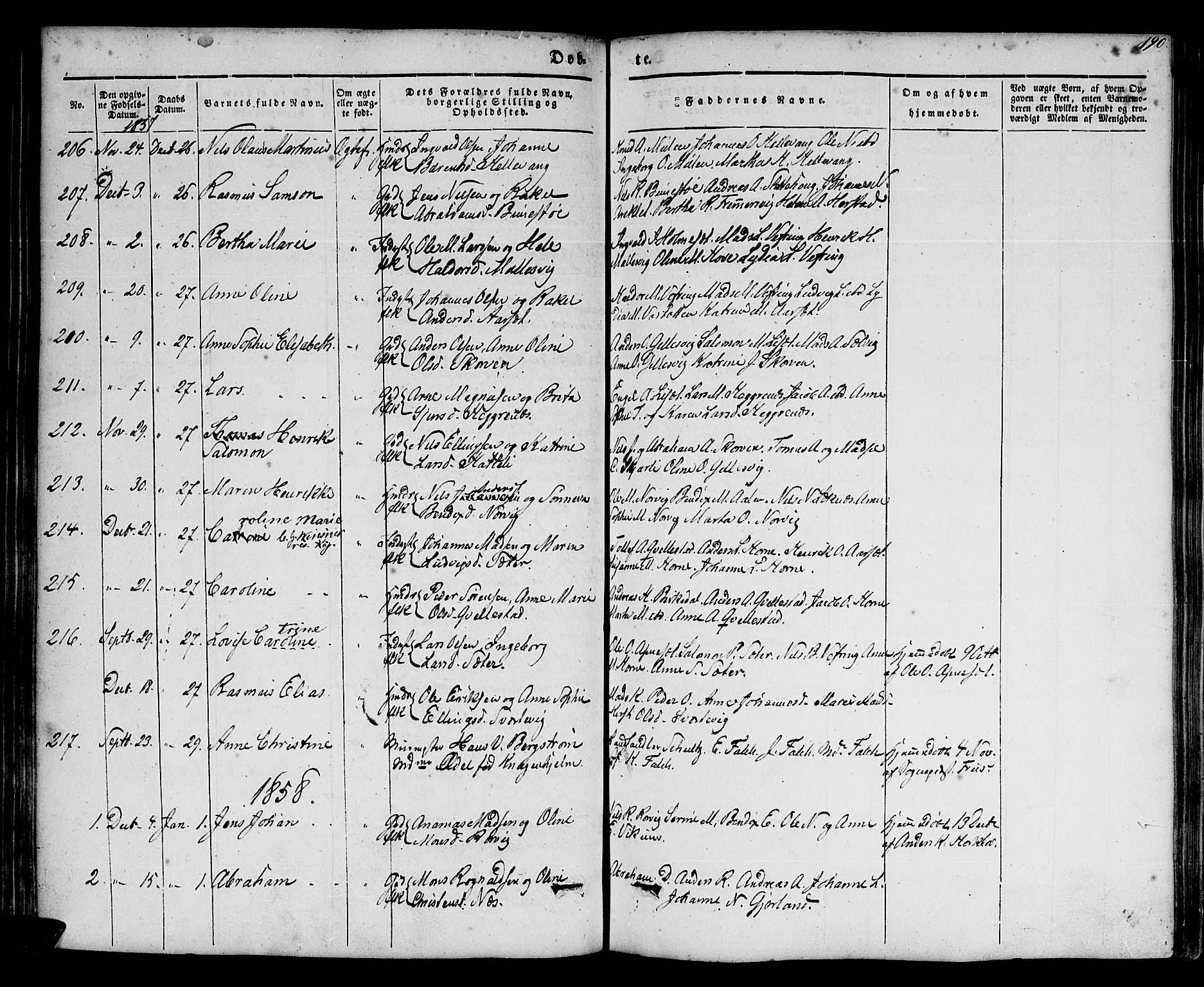 Førde sokneprestembete, AV/SAB-A-79901/H/Haa/Haaa/L0007: Parish register (official) no. A 7, 1843-1860, p. 190