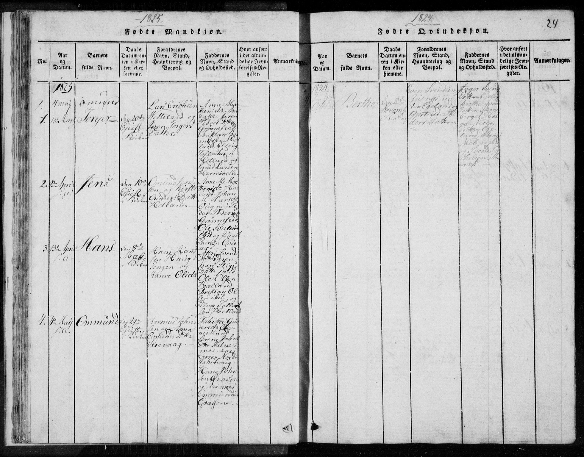 Eigersund sokneprestkontor, AV/SAST-A-101807/S08/L0008: Parish register (official) no. A 8, 1816-1847, p. 24