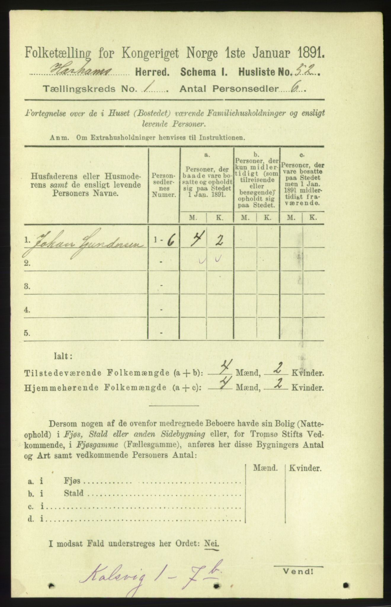 RA, 1891 census for 1534 Haram, 1891, p. 17