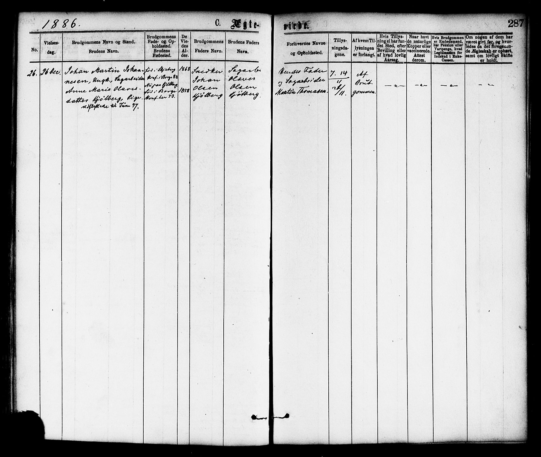 Borge prestekontor Kirkebøker, AV/SAO-A-10903/F/Fa/L0007: Parish register (official) no. I 7, 1875-1886, p. 287