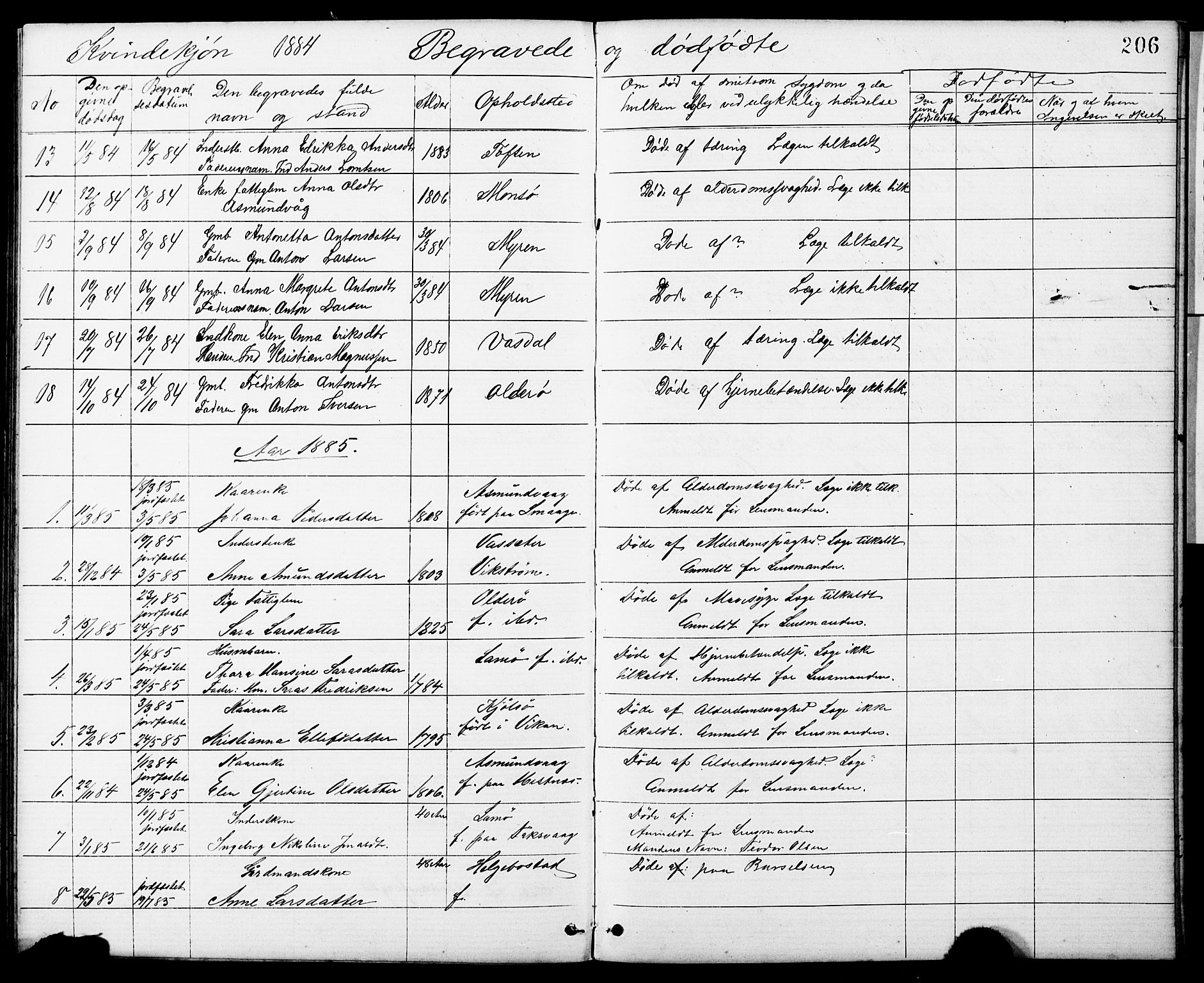 Ministerialprotokoller, klokkerbøker og fødselsregistre - Sør-Trøndelag, SAT/A-1456/634/L0541: Parish register (copy) no. 634C03, 1874-1891, p. 206