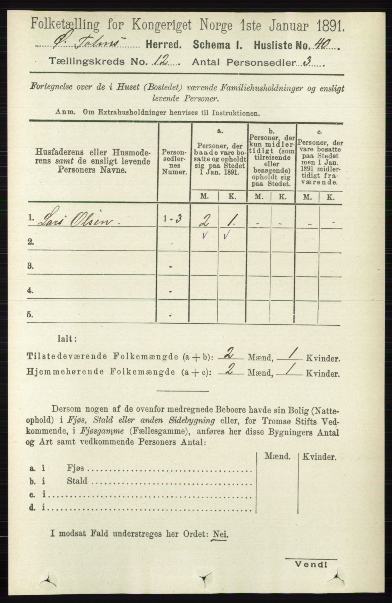 RA, 1891 census for 0528 Østre Toten, 1891, p. 7693