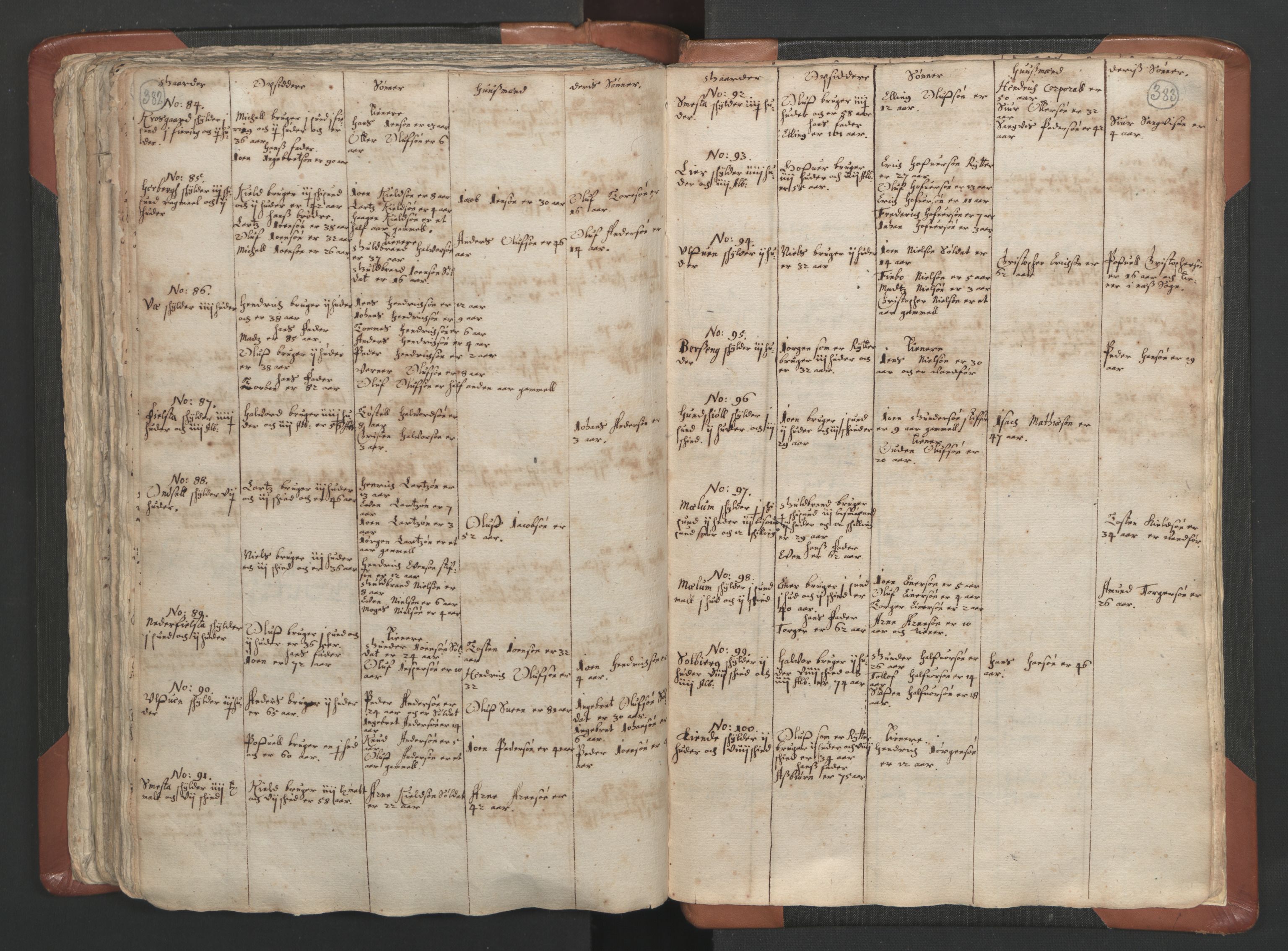 RA, Vicar's Census 1664-1666, no. 5: Hedmark deanery, 1664-1666, p. 382-383