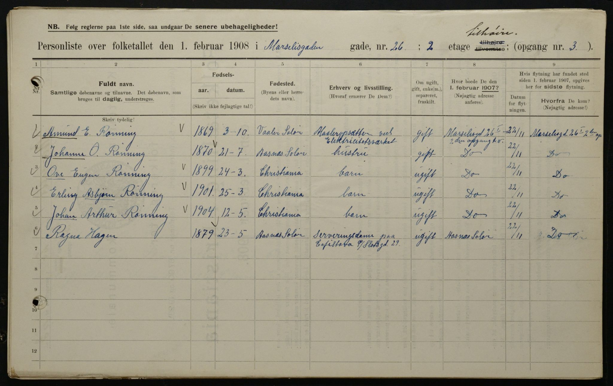 OBA, Municipal Census 1908 for Kristiania, 1908, p. 57804