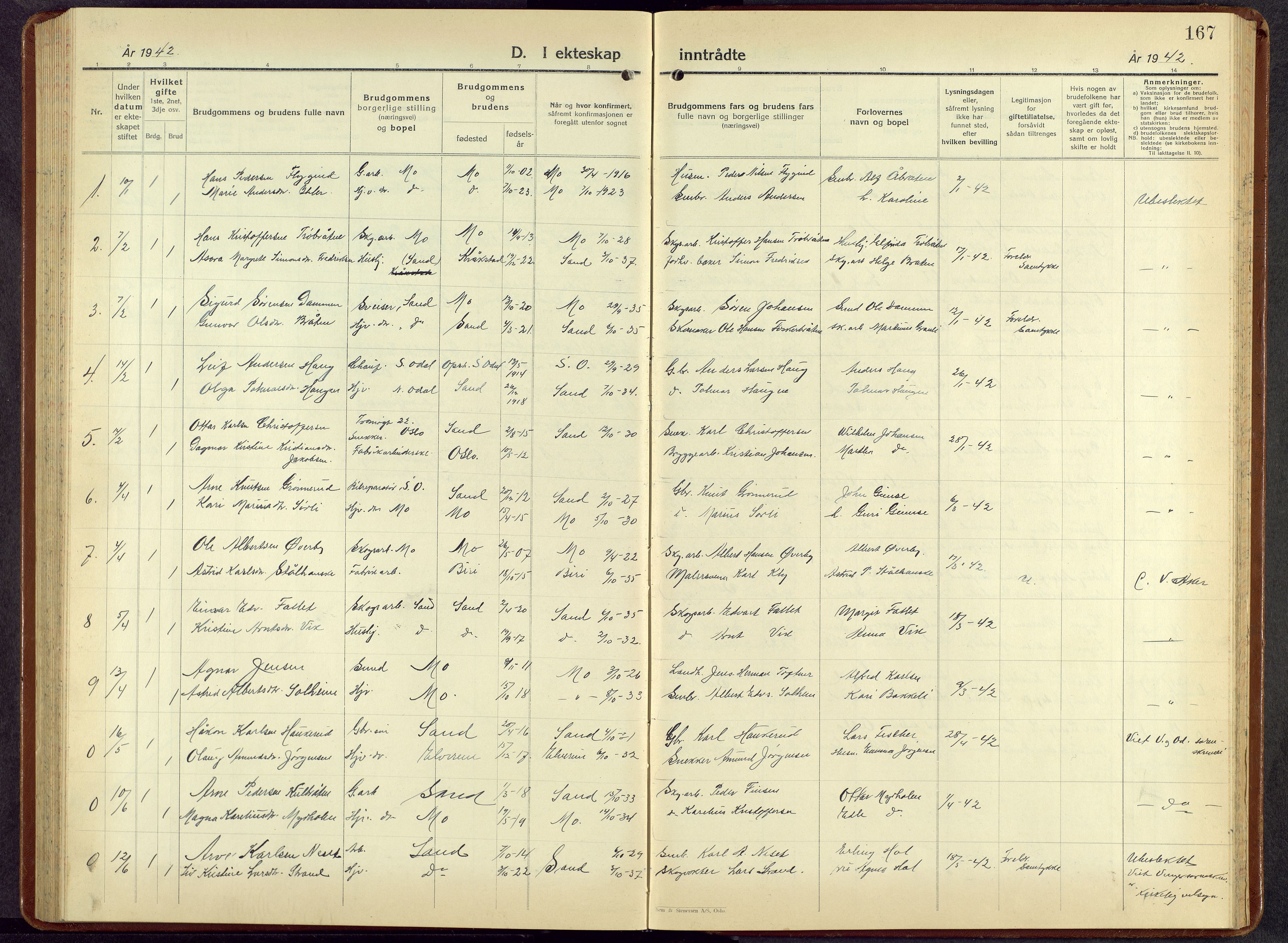 Nord-Odal prestekontor, AV/SAH-PREST-032/H/Ha/Hab/L0007: Parish register (copy) no. 7, 1939-1957, p. 167