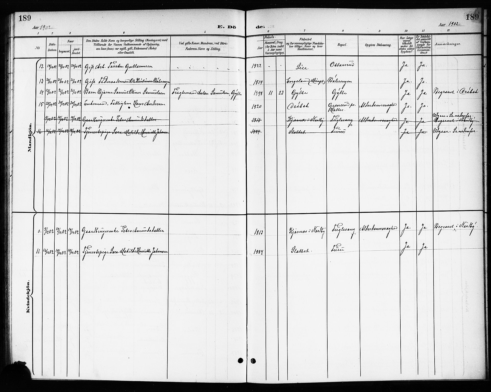 Drøbak prestekontor Kirkebøker, SAO/A-10142a/G/Gb/L0001: Parish register (copy) no. II 1, 1901-1919, p. 189