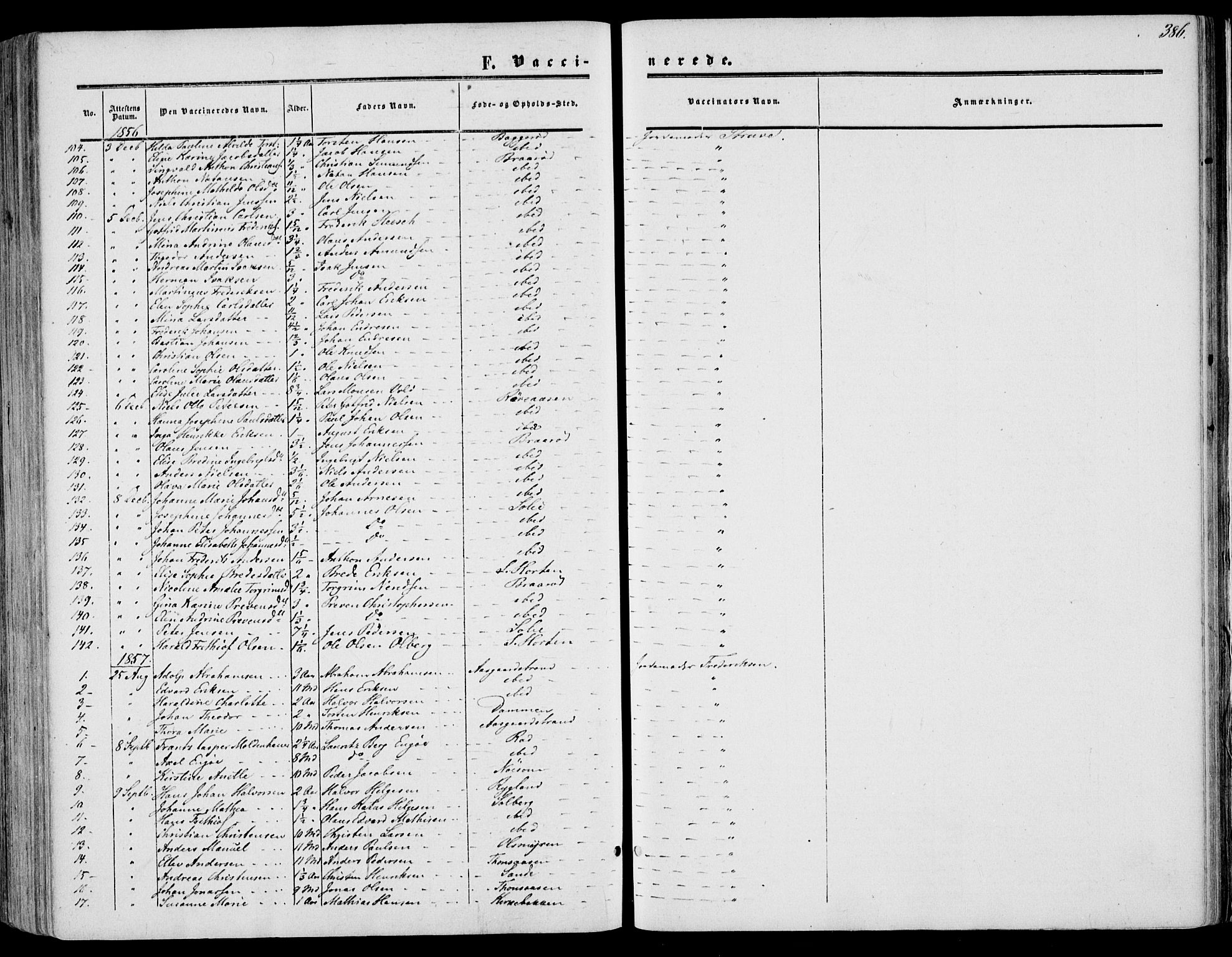 Borre kirkebøker, SAKO/A-338/F/Fa/L0006: Parish register (official) no. I 6, 1852-1862, p. 386