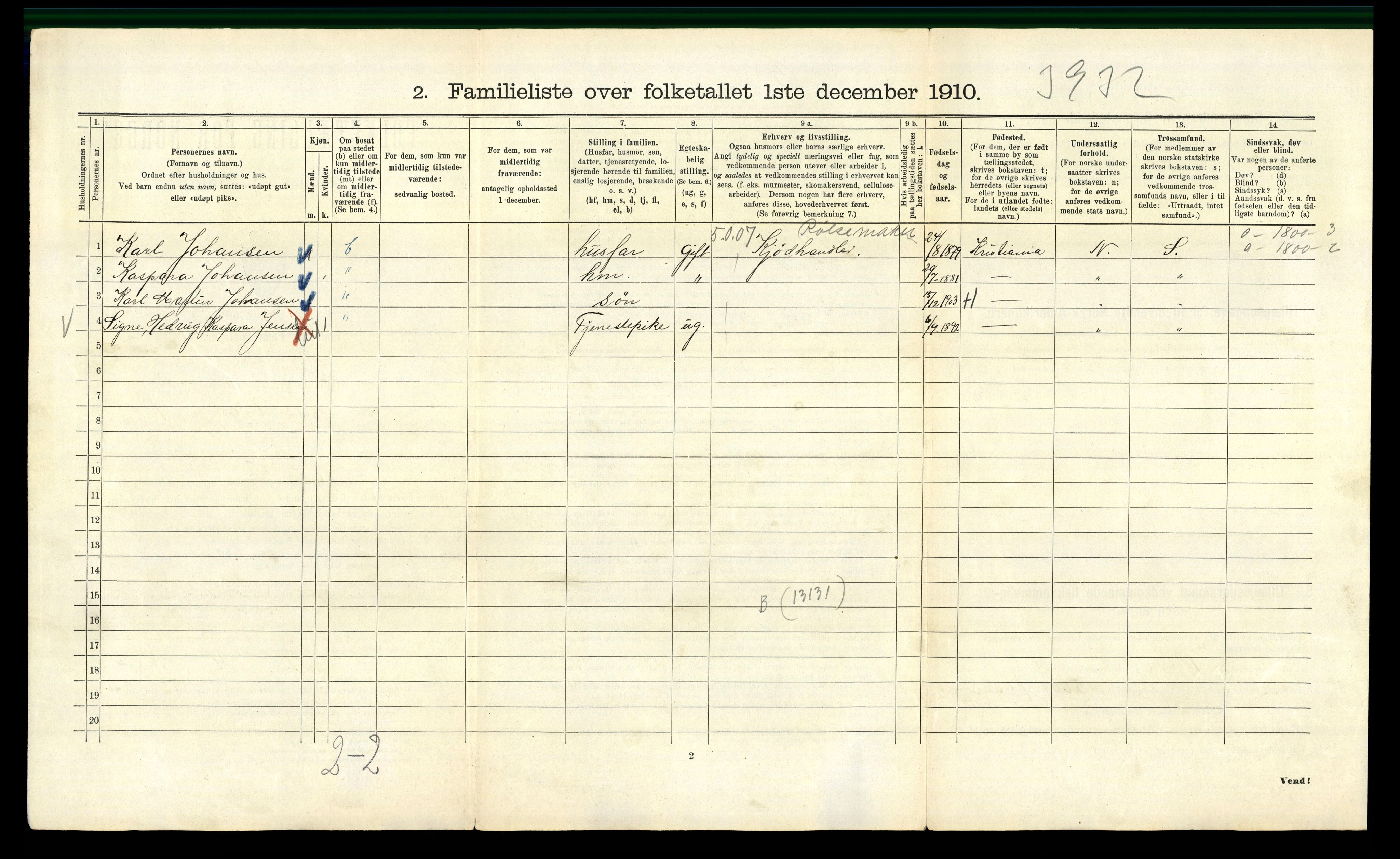 RA, 1910 census for Kristiania, 1910, p. 73146