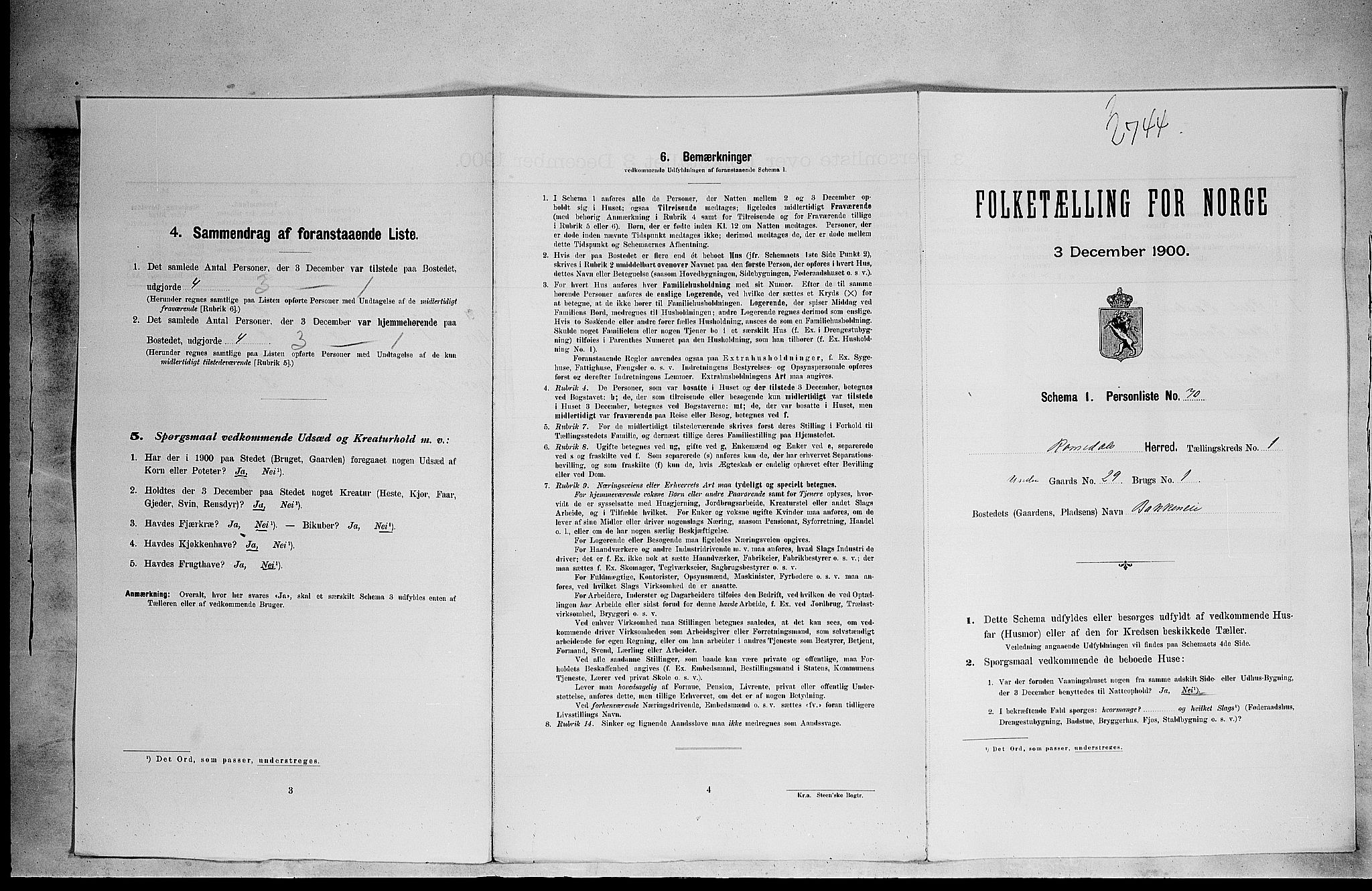 SAH, 1900 census for Romedal, 1900, p. 271