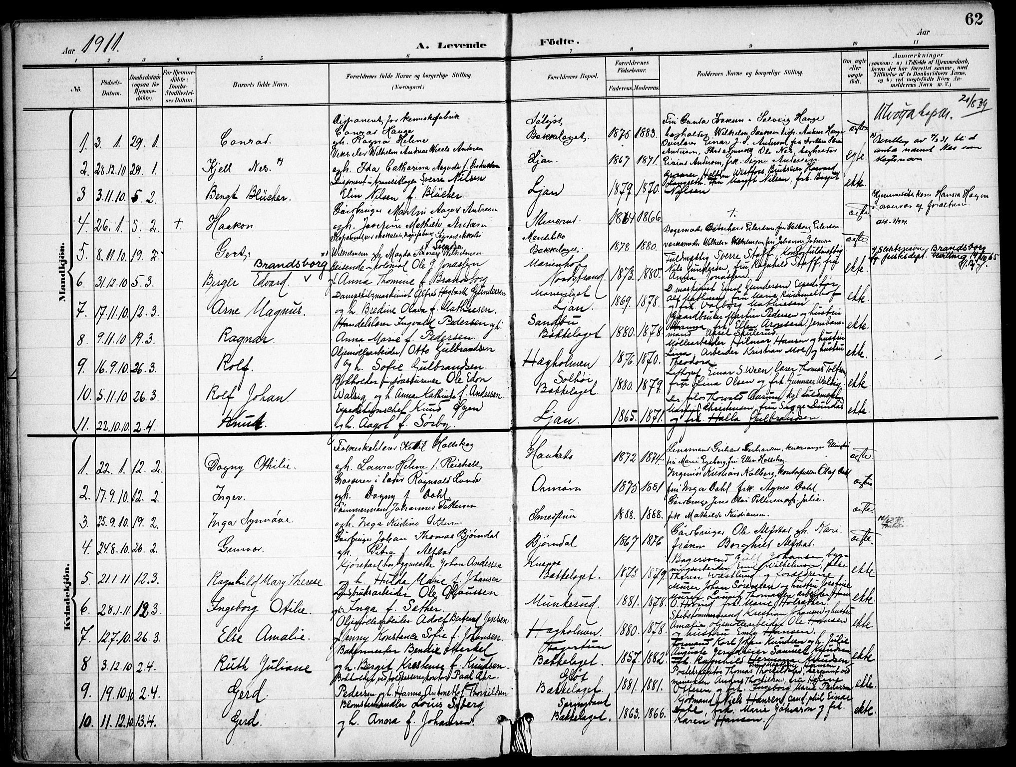 Nordstrand prestekontor Kirkebøker, SAO/A-10362a/F/Fa/L0001: Parish register (official) no. I 1, 1900-1914, p. 62