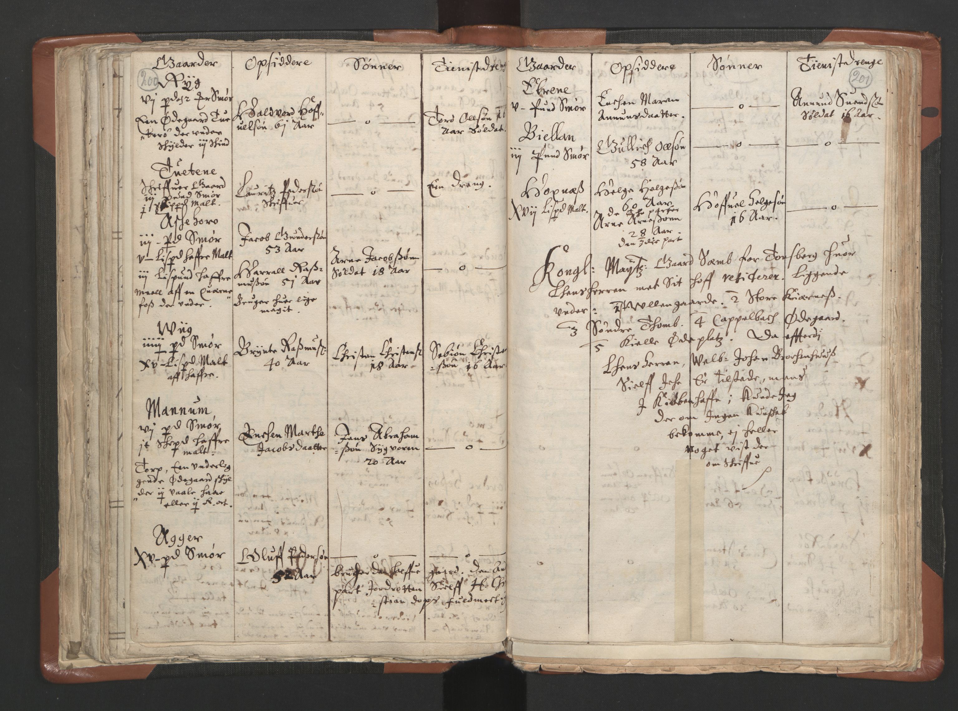 RA, Vicar's Census 1664-1666, no. 10: Tønsberg deanery, 1664-1666, p. 200-201