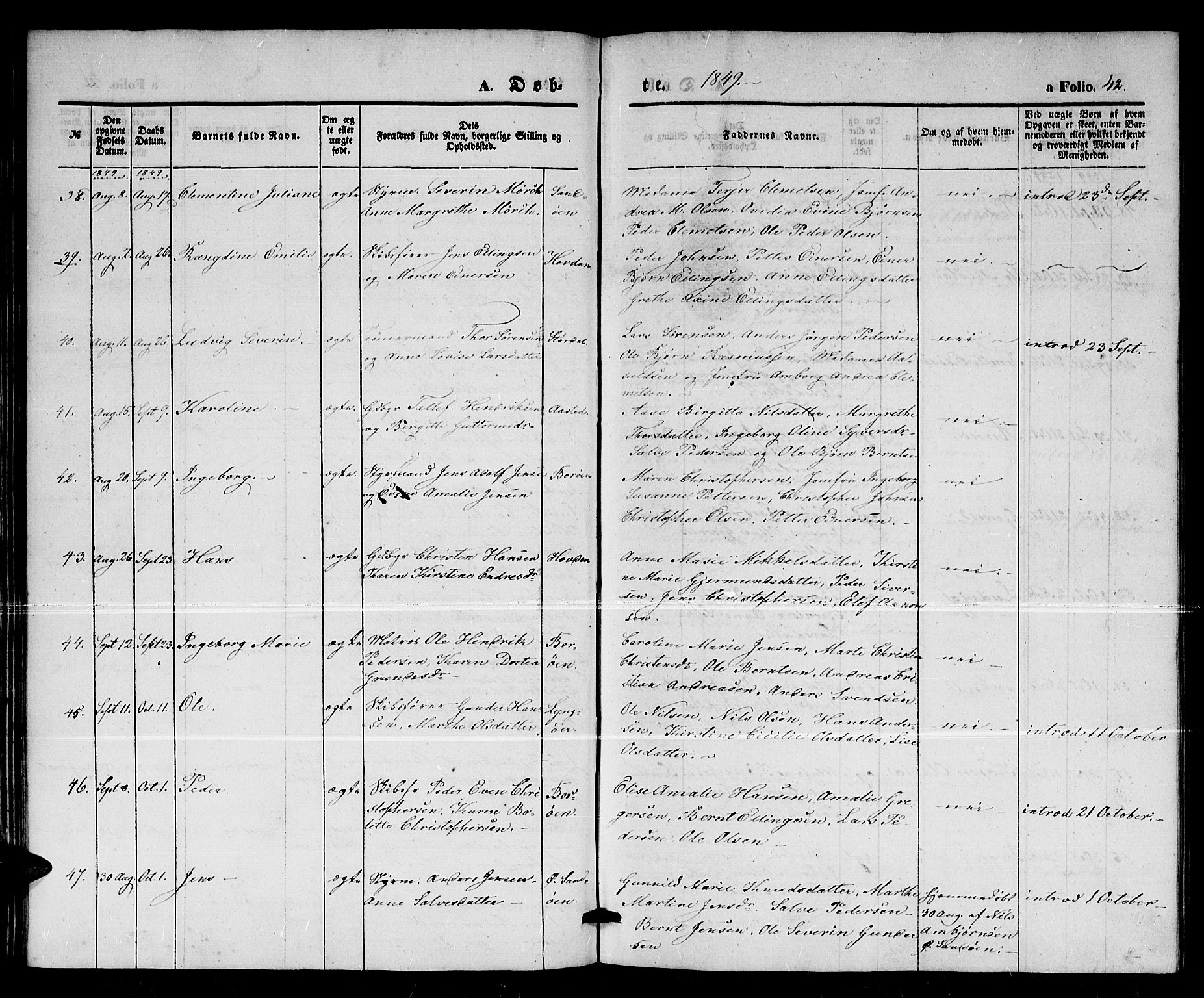 Dypvåg sokneprestkontor, AV/SAK-1111-0007/F/Fb/Fba/L0010: Parish register (copy) no. B 10, 1842-1857, p. 42